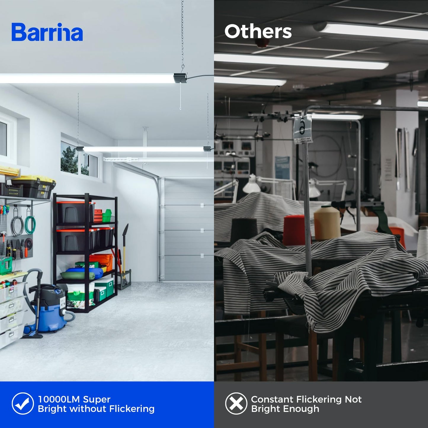 Barrina LED Shop Lights 4FT 84W 10000LM 6500K Aluminum Linkable Fixture 4 Packs Model BASP-4FT-84FLM-65K