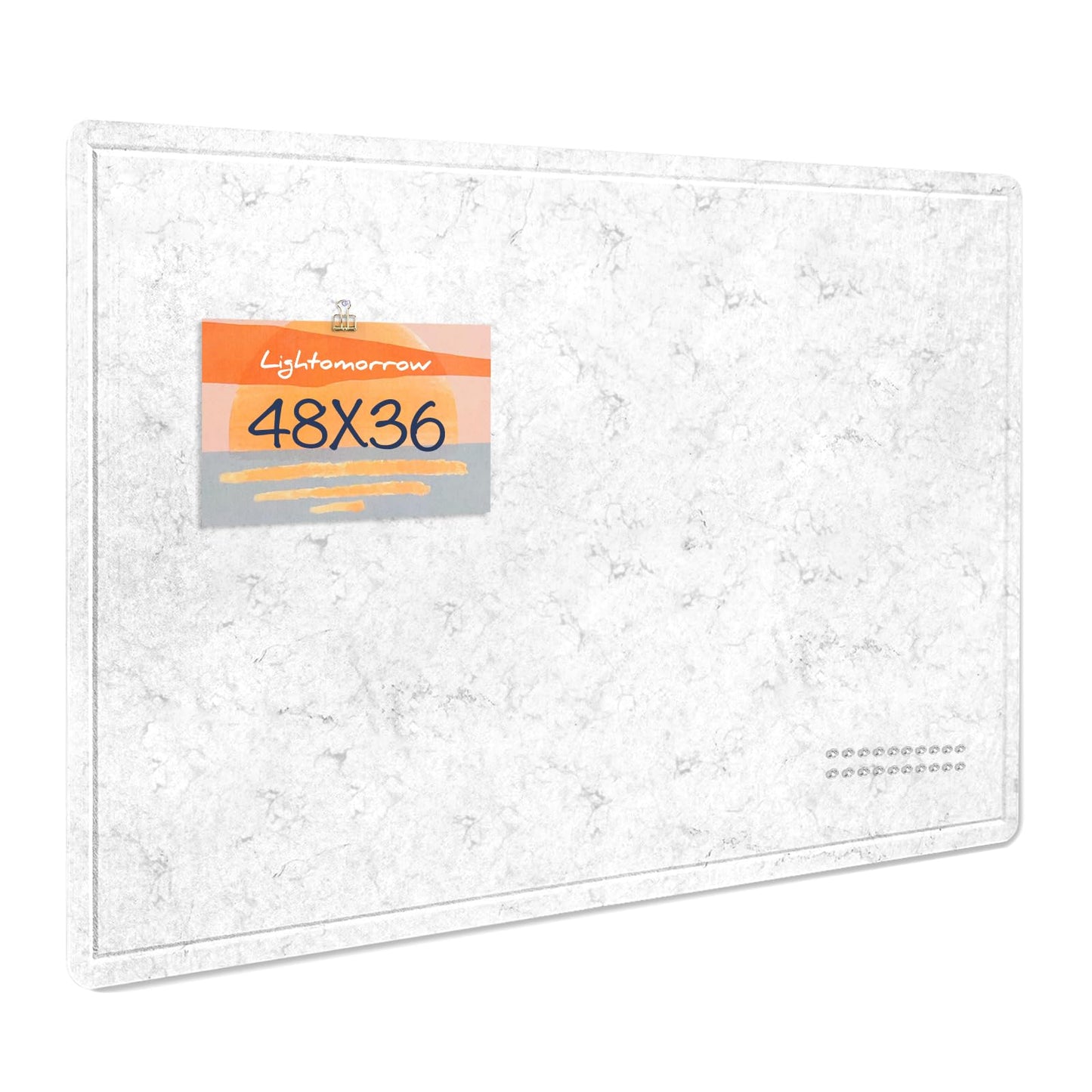 Large Bulletin Board - 48 x 36 Inches, Decorative Felt Pin Board for Wall - 4' x 3' Foldable Photo Display Board with Self-Adhesive Tape, Includes 20 Push Pins - Marble White