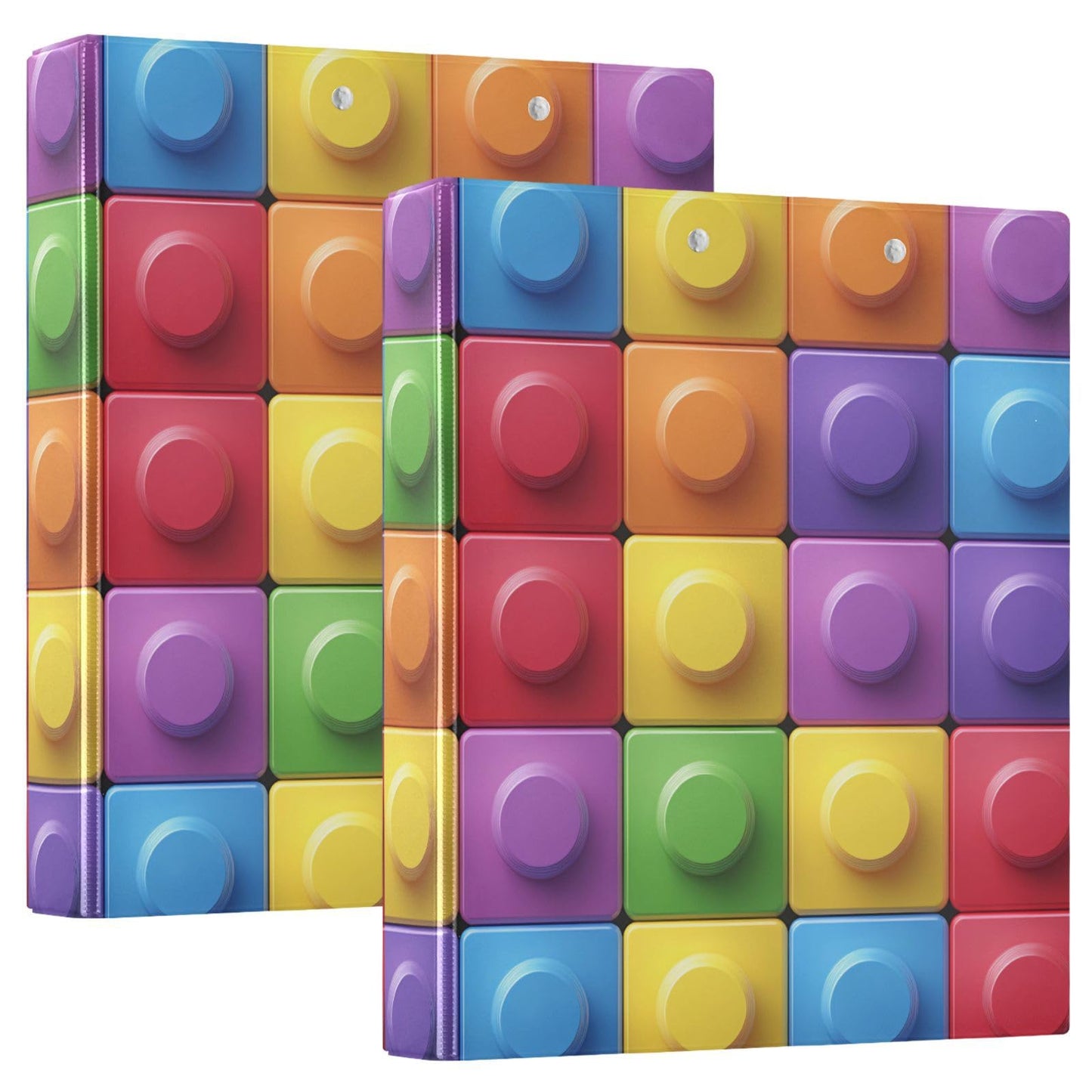 FRCSDIY Colorful Building Blocks 3 Ring Binder Round Rings 1 Pack,Holds 200 Sheets Ring Binders for School Supplies, Office or Home
