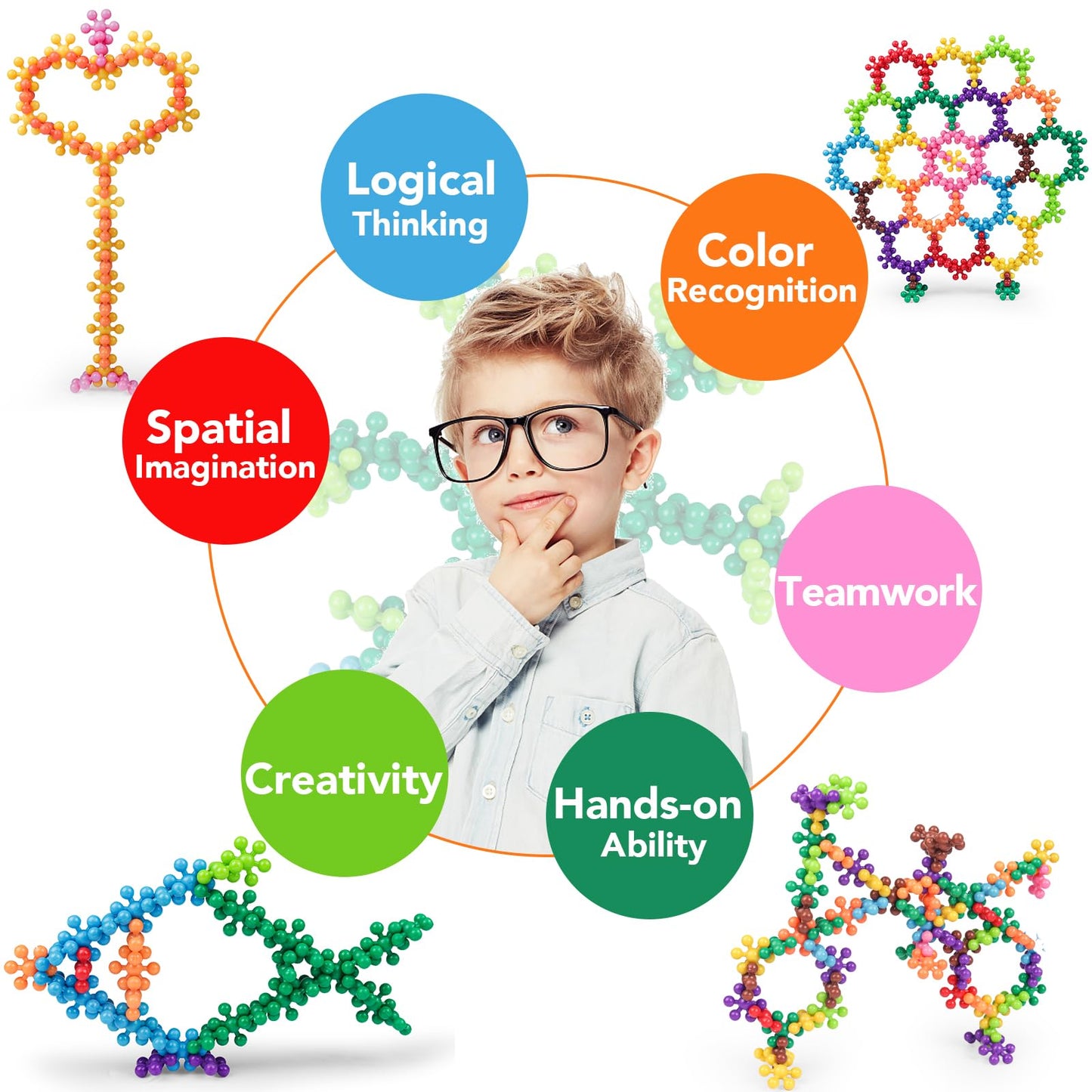 NEOACT 200PCS Building Blocks Kids Educational Building Toys Interlocking Plastic Connect Block Manipulatives for Preschool Kids Aged 3+, Creativity Kid Toy Classroom Kindergarten Toys