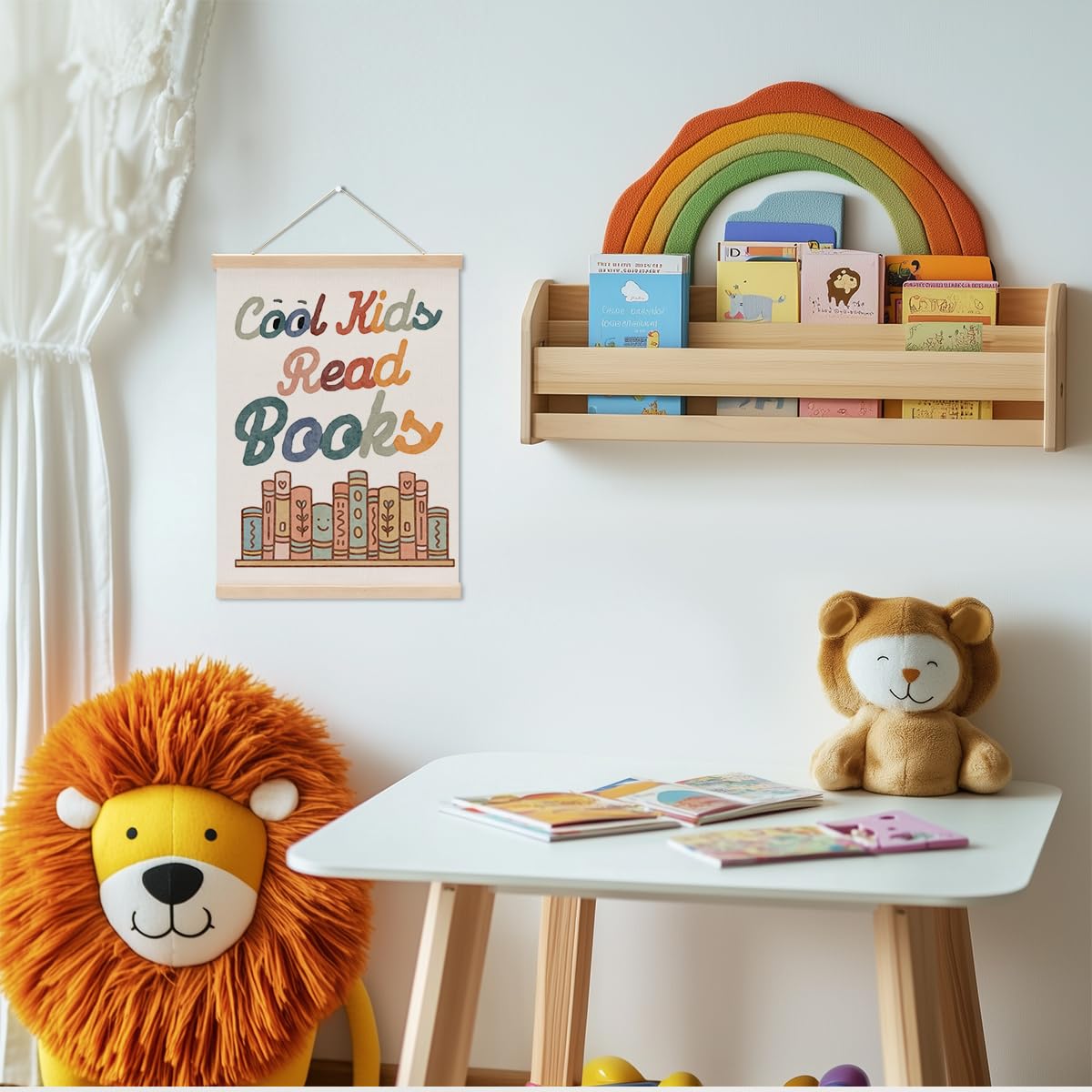 Reading Poster Hanger, Reading Nook Library Decor Wall Decor, Book Lovers Gifts, Educational Posters Wall Art Wall Hanging Banner Farmhouse Classroom Bedroom Reading Room Apartment Home Decor