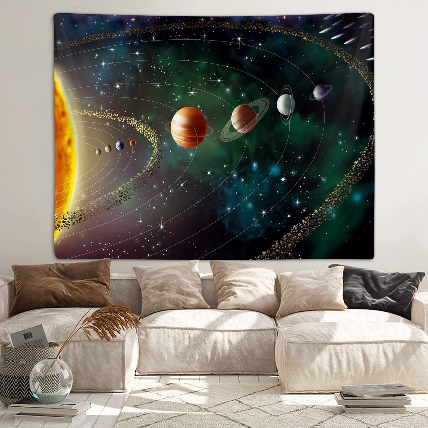 Outer Space Planet Tapestry, Universe Galaxy Solar System Earth Art Tapestries Wall Hanging for Kids Men Bedroom College Dorm Living Room Office Science Decor 60X40", Cool Hippie Blanket Poster