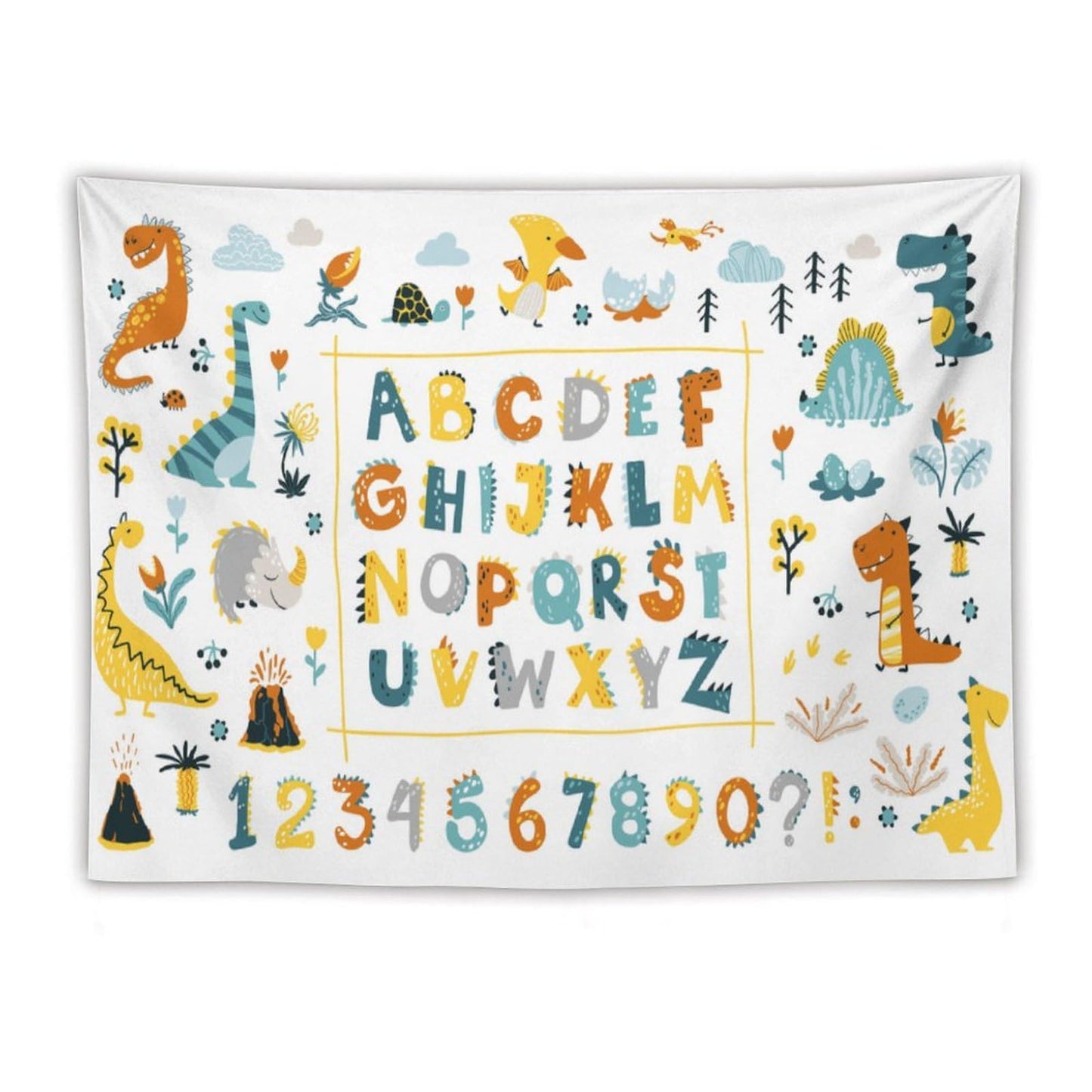 DDCBNS Cartoon ABC Alphabet Tapestry for Kids Boys Girls,Cute Dino Funny Animal Print Educational Tapestry Wall Hanging Home Décor for Study Bedroom Living Room Nursery 80" x 60"