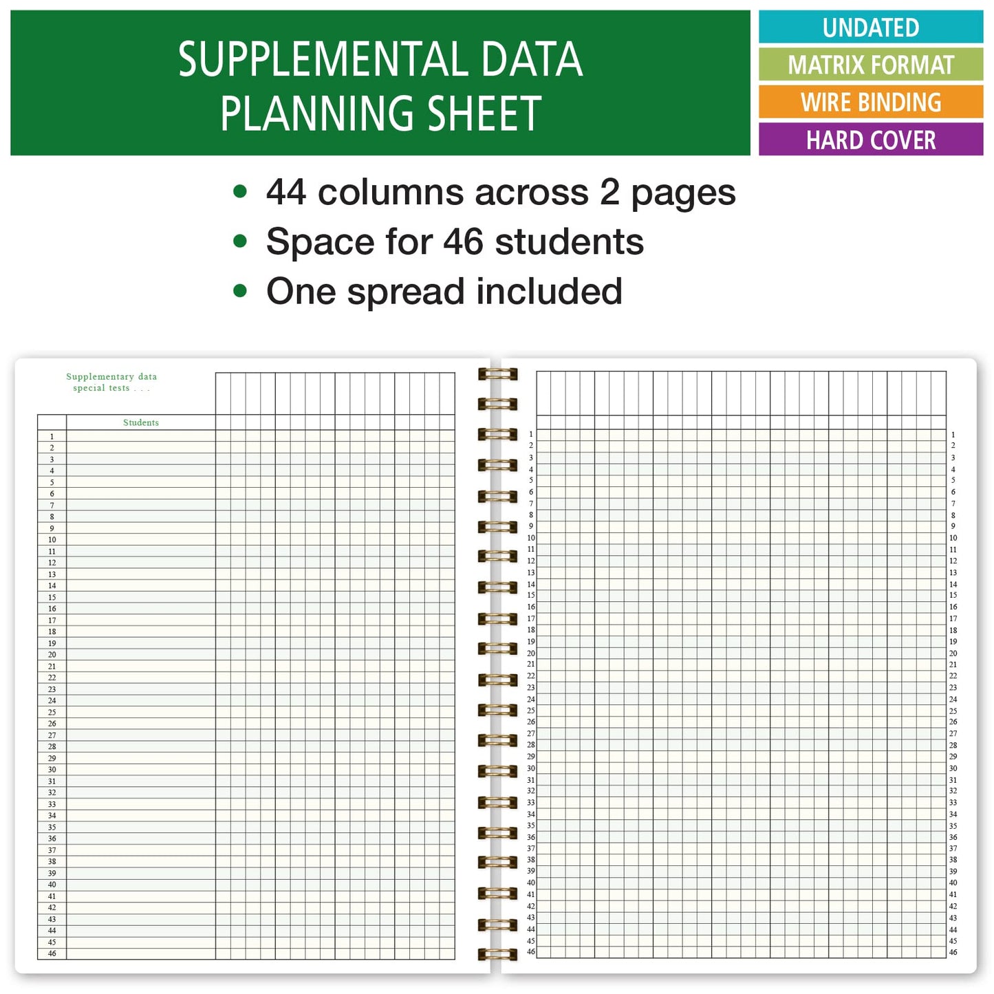 Elan Publishing Company HARDCOVER Combination Plan and Record Book: One efficient 8.5" x 11" Book for Lesson Plans and Grades Combines W101 and R1010 with Bonus Clip-in Bookmark (Rainbow Gold Marble)