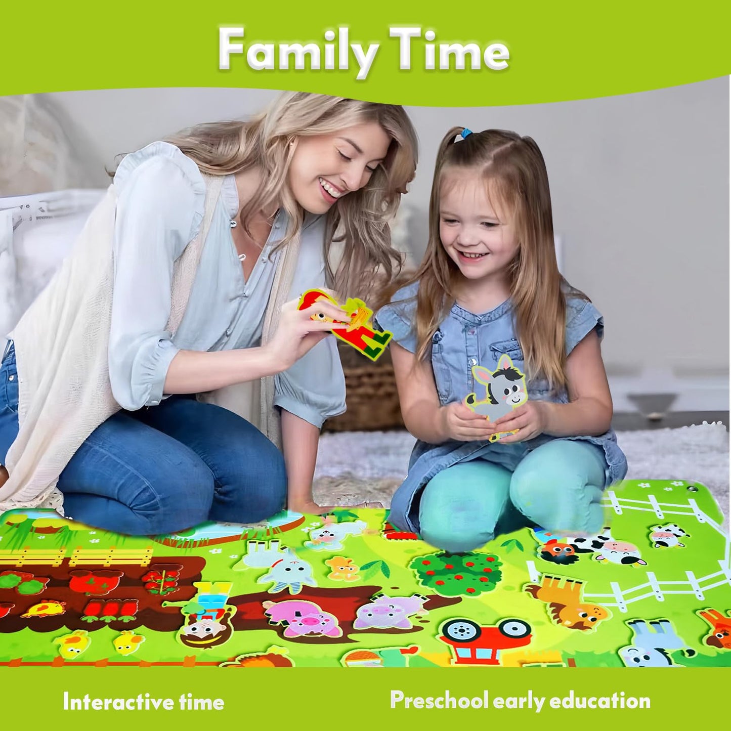 Kikiyaki Felt Board for Toddlers Play Farm Animals Story Sets, Large Wall Activity Busy Board for Kids, Montessori Toys, Barnyard Theme Interactive Sensory Toys, Preschool Learning Play Kit, Classroom