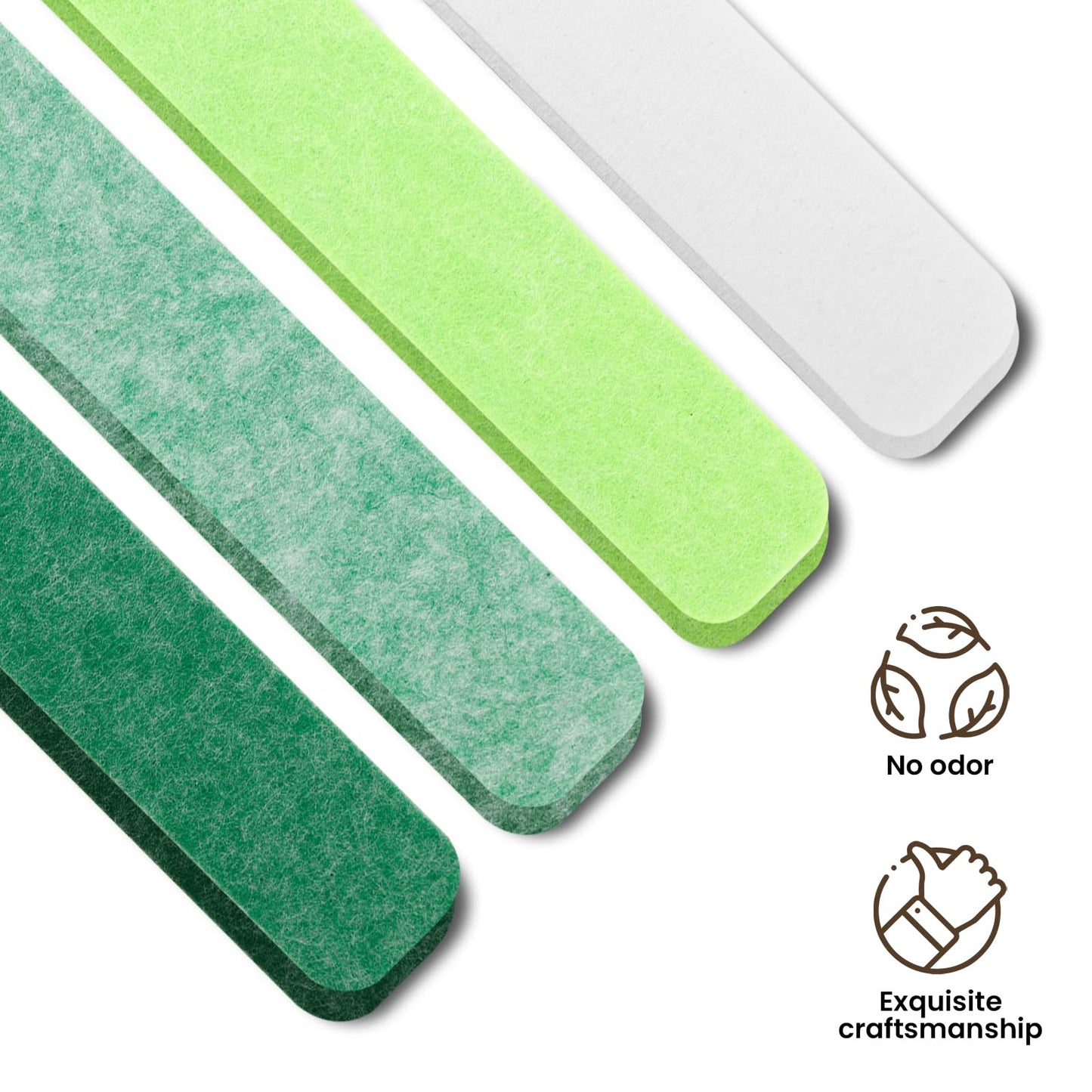 8-PCS 13"×2" Felt Bulletin Board Strips with Thumbtacks, Self-Adhesive Felt Strips, Suitable for Office, Classroom, and Home Decoration, Can Be Used to Stick Notes, Photos, and Memos(Multi-Green)