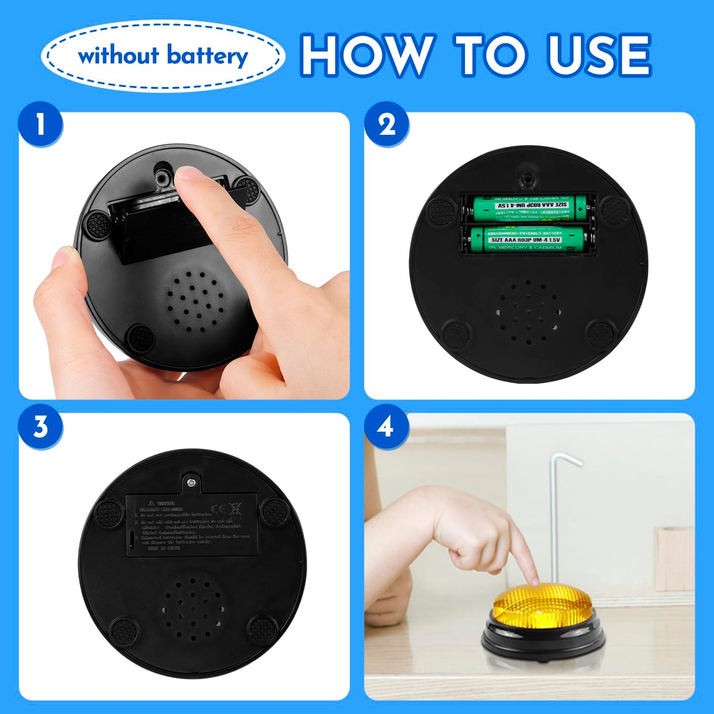 AndiluluBear Buzzers for Trivia Games, Family Feud Buzzers for Adults, Game Buzzers with Lights and Sound, Answer Buzzers for Classroom, Perfect for Family Game and Trivia Nights