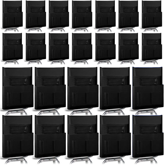 Tisancy 24 Pcs Thicken Chair Pockets for Classroom, Chair Pocket Chart, Chart Seat Back Organizer Bulk with Name Tag, Classroom Organization Essentials for School Christmas Student Gift(Black)