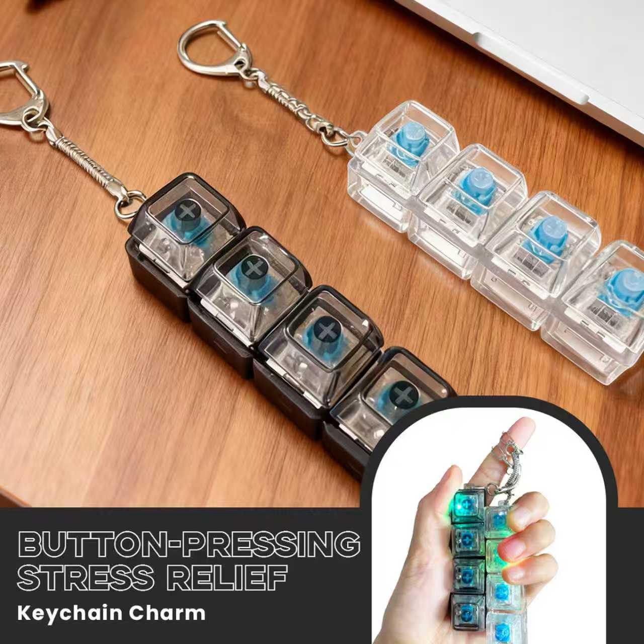 Keyboard Fidget Toy, Keyboard Clicker with LED Light, Keyboard Fidget Keychain, Keyboard Button Finger Clicker for Anxiety Relief (Style-2)
