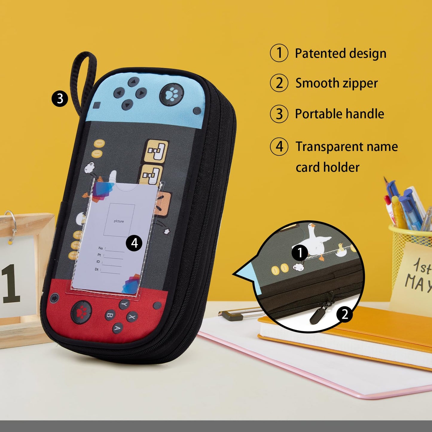 Janhavi Cute Pencil Case for Boys, Large Pencil Pouch with Zipper, Pencil Bag Box Preppy Gift for Teen Boys, Aesthetic Stationery Pen Bag for College, High School Students(Pattern: Game Console)