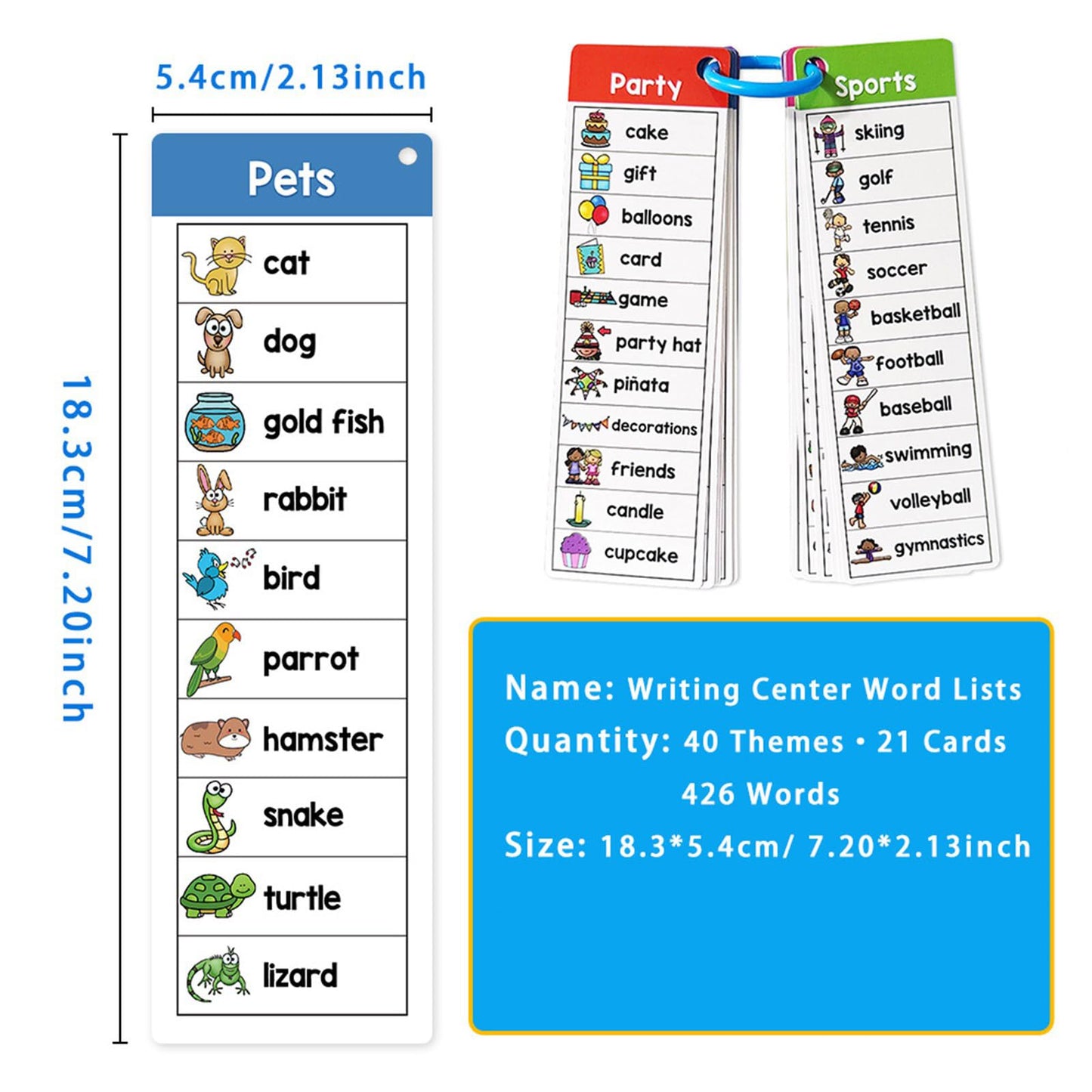 Double Sided Vocabulary Flashcards Educational Learning Cards High Frequency Sight Words Learn to Read Double Sided Vocabulary