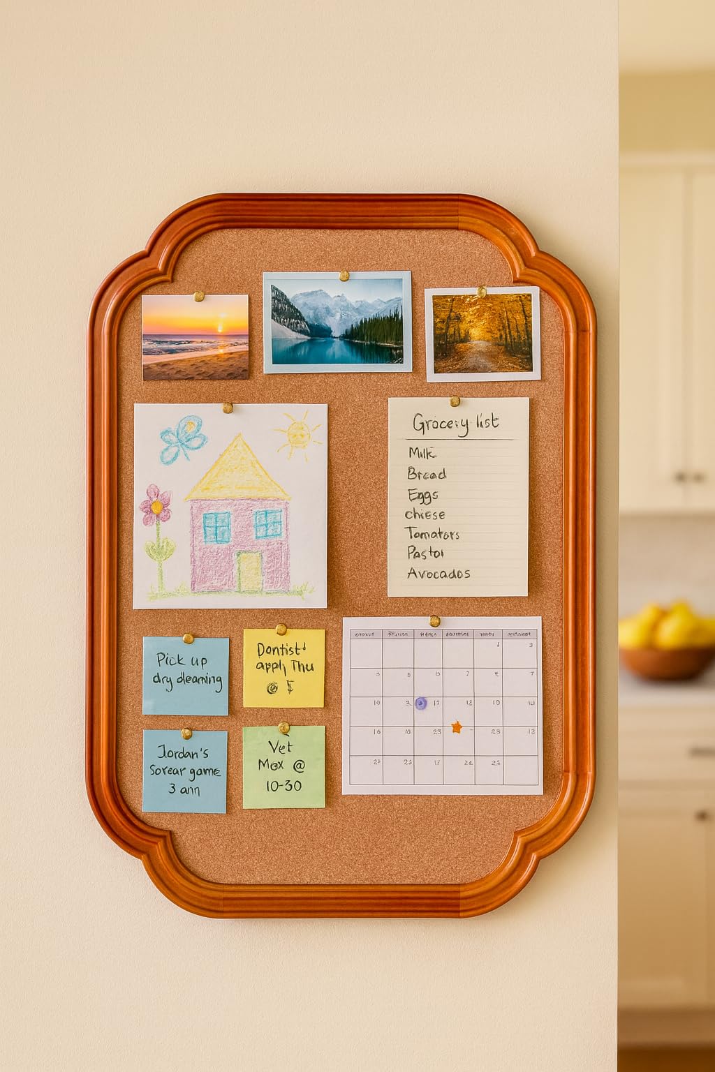 YINGXUN Scalloped Edge Wooden Frame Cork Board 17.7x23.6in