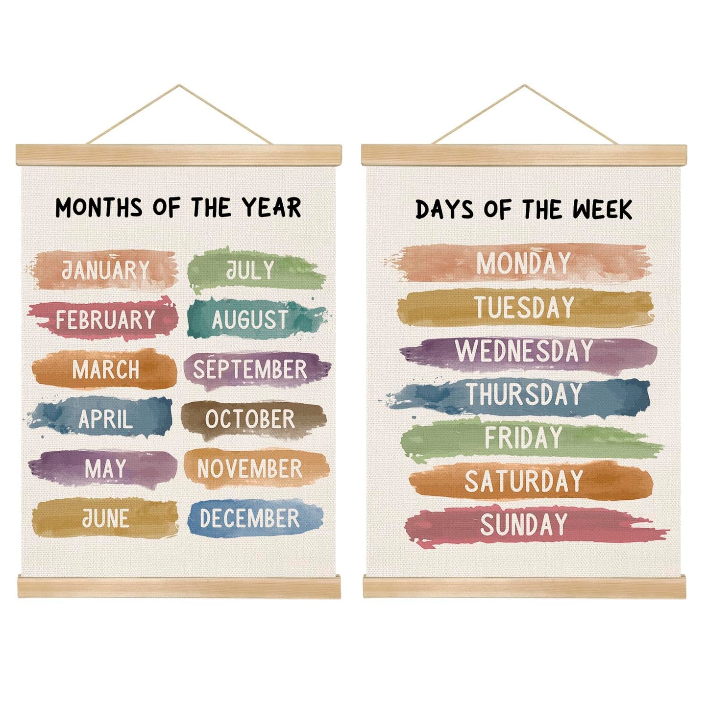 You found a duck Days of the Week and Months of the Year Wall Art Poster Set of 2,Toddlers Learning Educational Canvas Posters for Preschool Classroom Nursery,Kids Room Decor 14x18.5inch (LKY03)