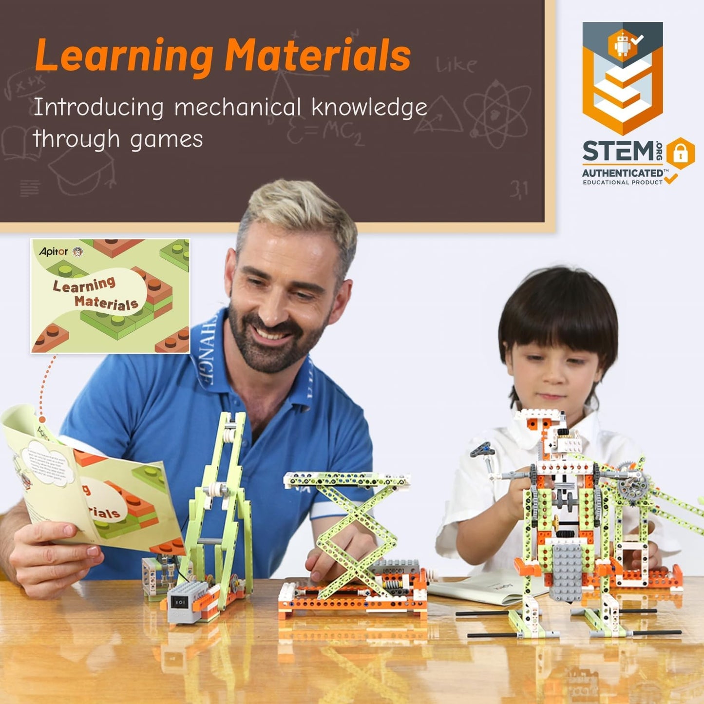 Apitor Robot E STEM Kits - Includes Large Storage Organizer, 14 in 1 Electric Building Toys with Learning Materials, Educational Construction Science Kit for Kids 8-10 10-12 Christmas Birthday Gift
