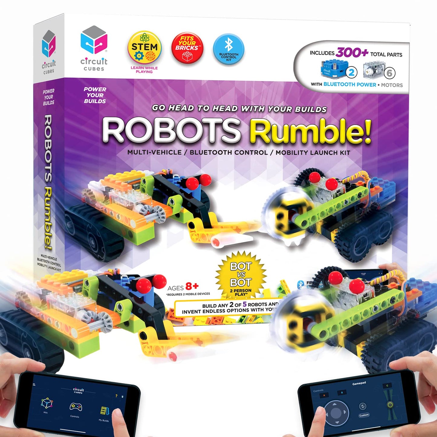 Circuit Cubes Robots Rumble Kit – 2 Player Remote Control Robotics Kit - STEM Learning Toy for Kids Age 8 and Up