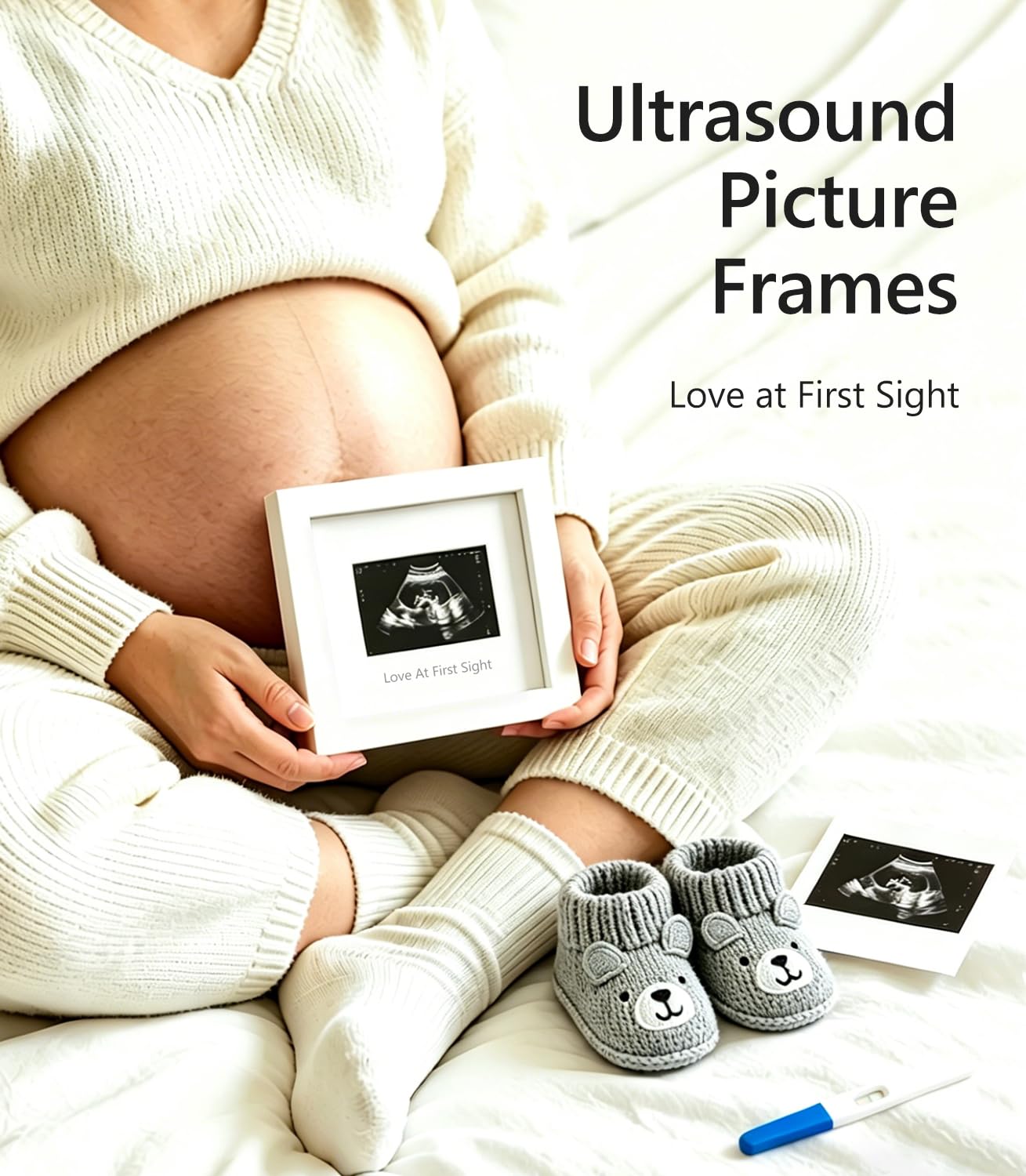 Pregnancy Announcement, Baby Announcement Ideas Set Include Felt Letter Board, Baby Onesie, Booties, Photo Frame, Wooden Sign and Bear Plush, Pregnancy Announcement Photo Props Coming Soon Baby Announcement