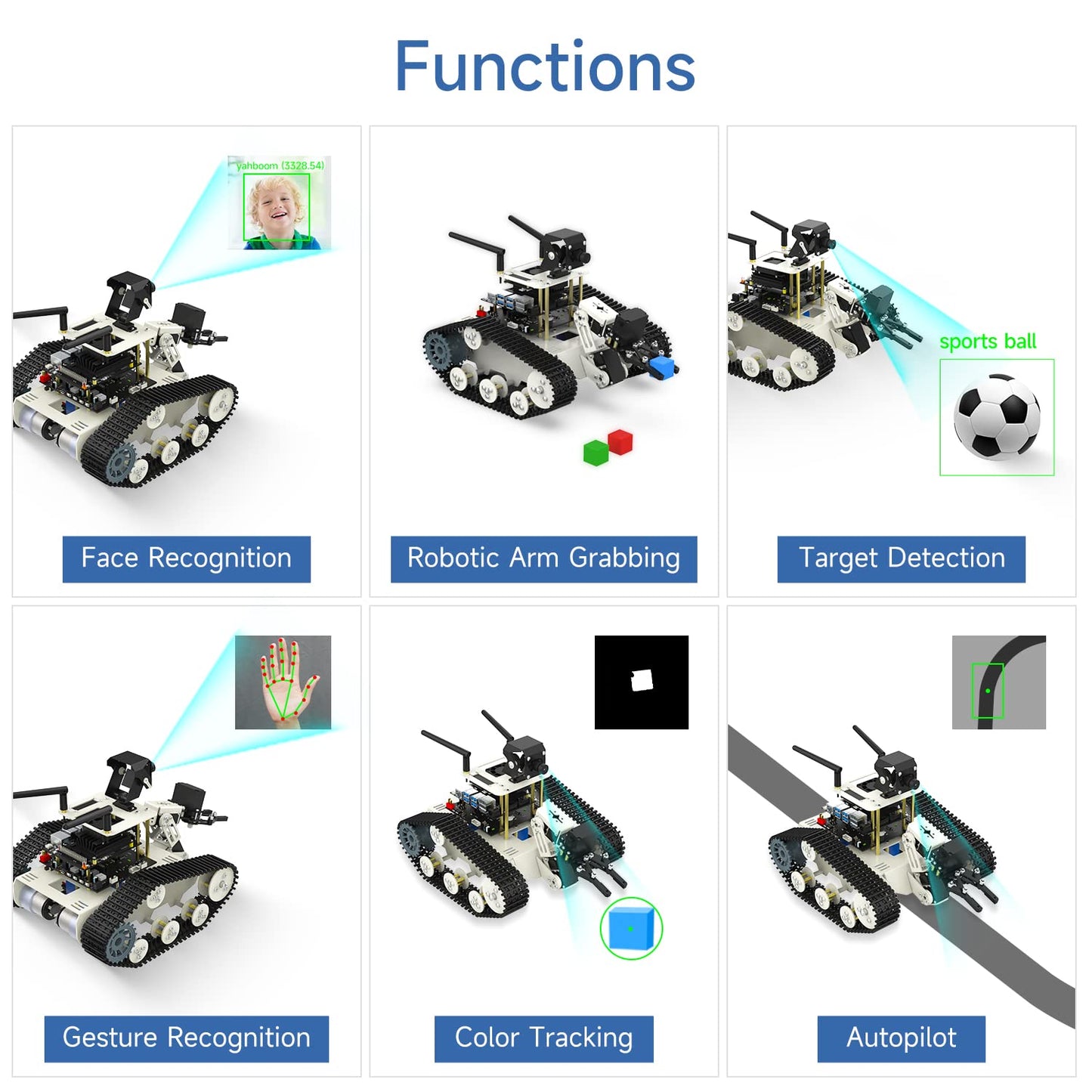 Yahboom Tank Chassis Roboict Kit AI Camera DIY Programmable Project ROS Starter for Jetson Nano Recognition|Tracking|OpenCV|MediaPipe Teens Adults (Transbot-SE with Nano)