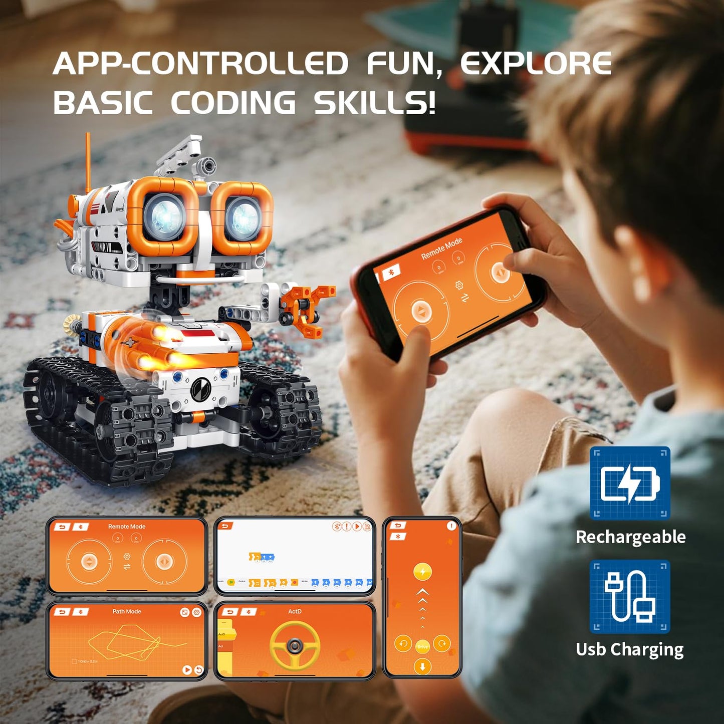 5 in 1 STEM Robotics Building Kit, 560 PCS APP/Remote Control Robot Toy Building Block Sets, Compatible with Lego Robot Control & Programming, Coding Robotic Toys Birthday Great Gifts for Boys 8-14