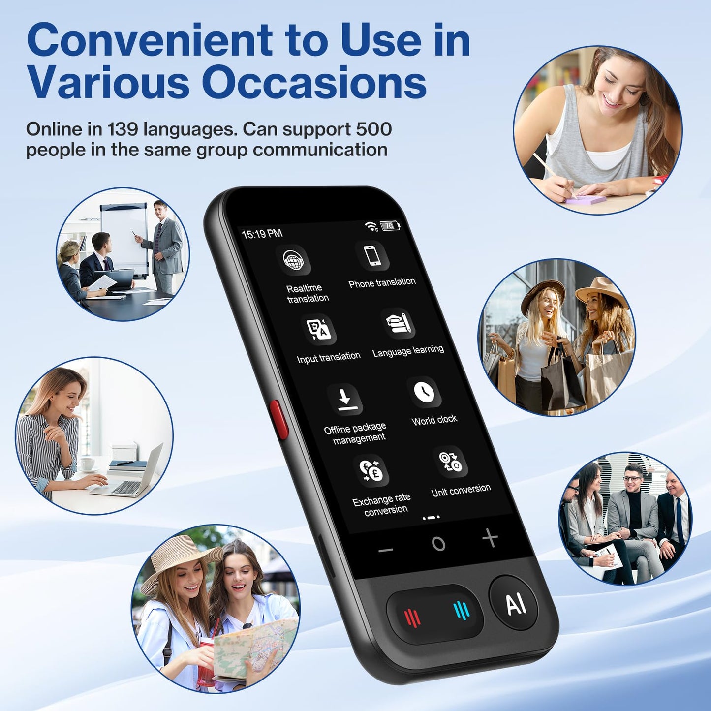 FancyDove Language Translator Device, Instant Two Way Voice Translator, 149 Languages Translator & AI Assistant Device, for Business Learning Travel