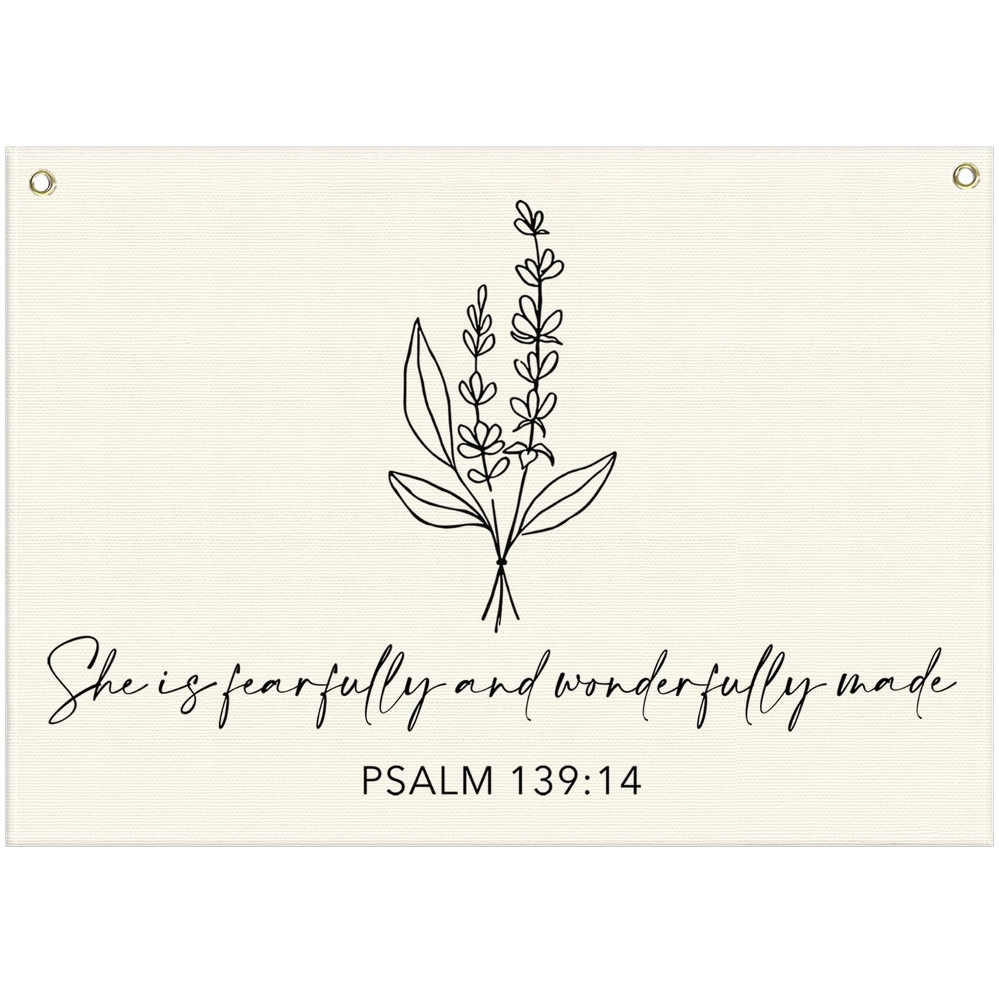 Nursery Scripture Bible Verse-Christian Botanical Decor-Rectangular Banner Flag Poster Wall Decor for Nursery,Bedroom,Playroom,Baby Kids Girl Boy Teen-Christmas Gift-28.5"L×20"W