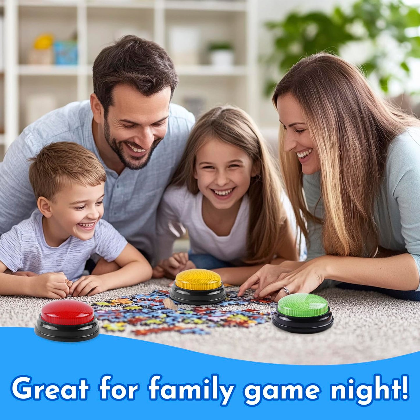 AndiluluBear Buzzers for Trivia Games, Family Feud Buzzers for Adults, Game Buzzers with Lights and Sound, Answer Buzzers for Classroom, Perfect for Family Game and Trivia Nights