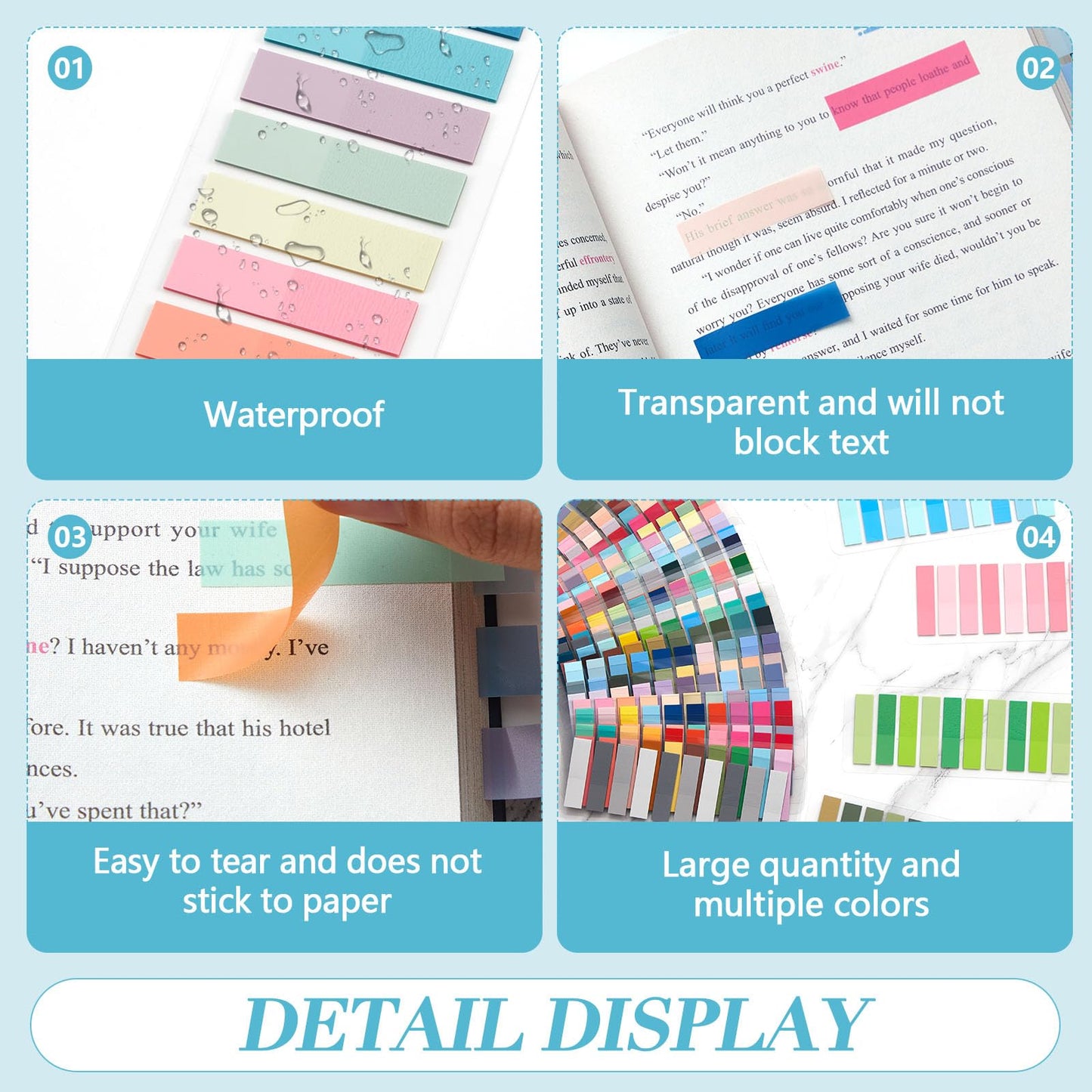 ReliThick 8000 Pcs Writable Sticky Tabs, 40 Colors Book Notes for Annotating Books, Self-Adhesive Index Tabs for Bible, Planner, Notebook, School & Office Supplies