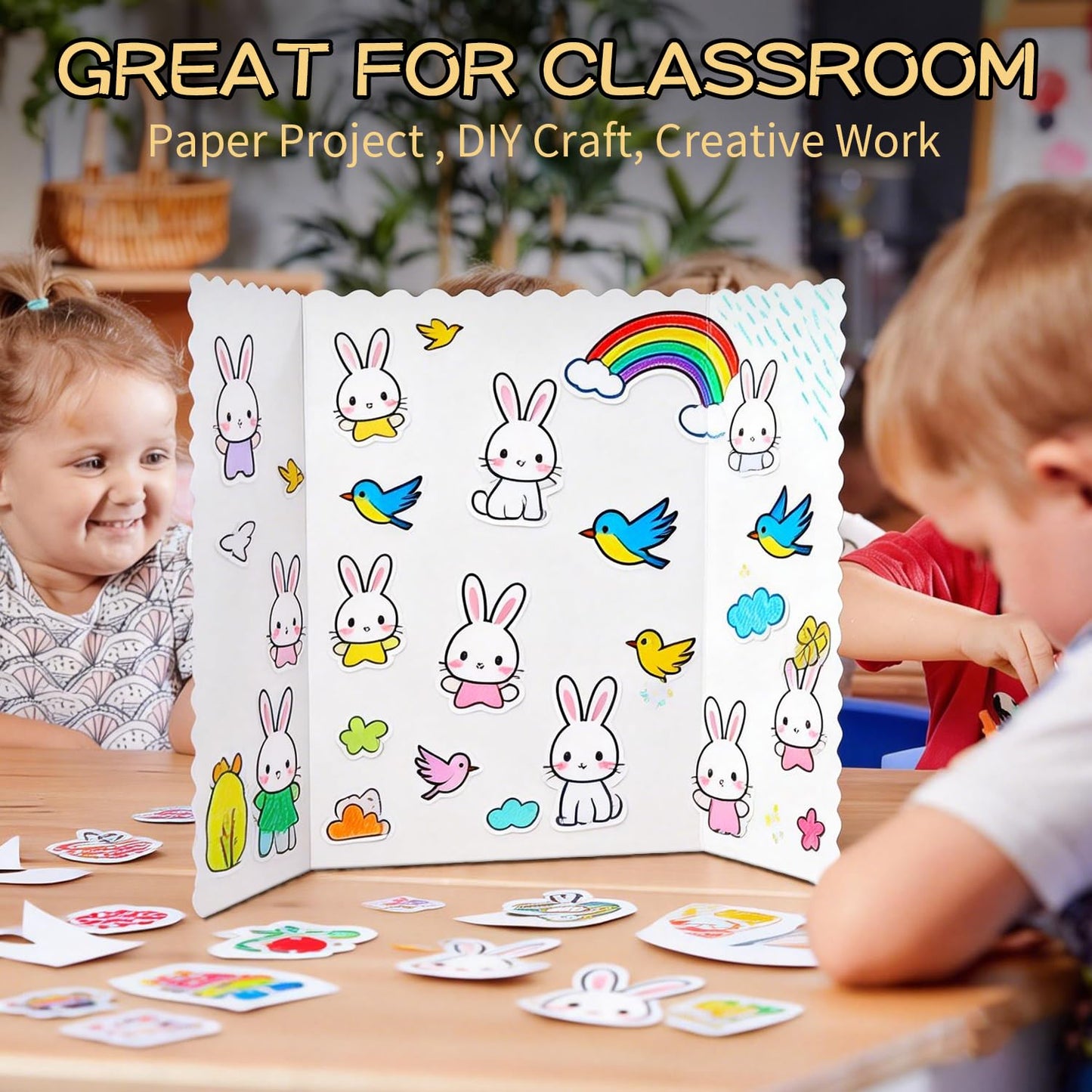 30 Pack 24" x 36" White Trifold Poster Board Bulk, Corrugated Foldable Tri-fold Display Board for Science Fair, School Projects, Presentations, Art, Business & Classroom Supplies