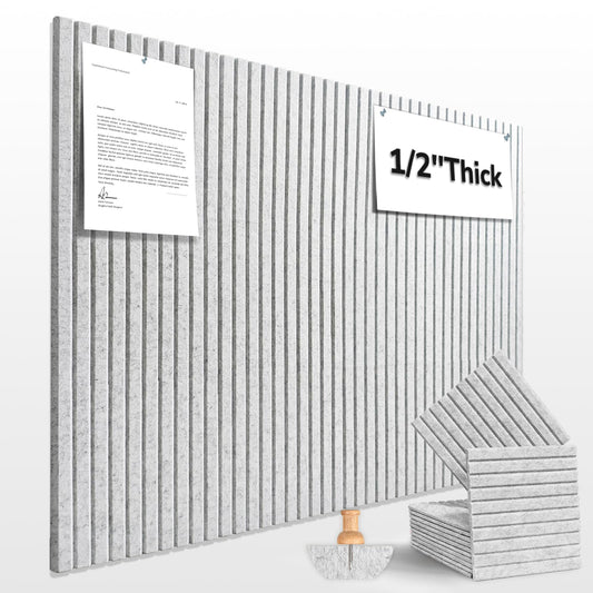 Large Cork Board for Office Decor, 48"x 36" - 1/2” Thick Felt Bulletin Board, 12 Pack Felt Board with Safe Removable Adhesive Tabs, Pin Board Cork Boards for Walls - Gray Marble