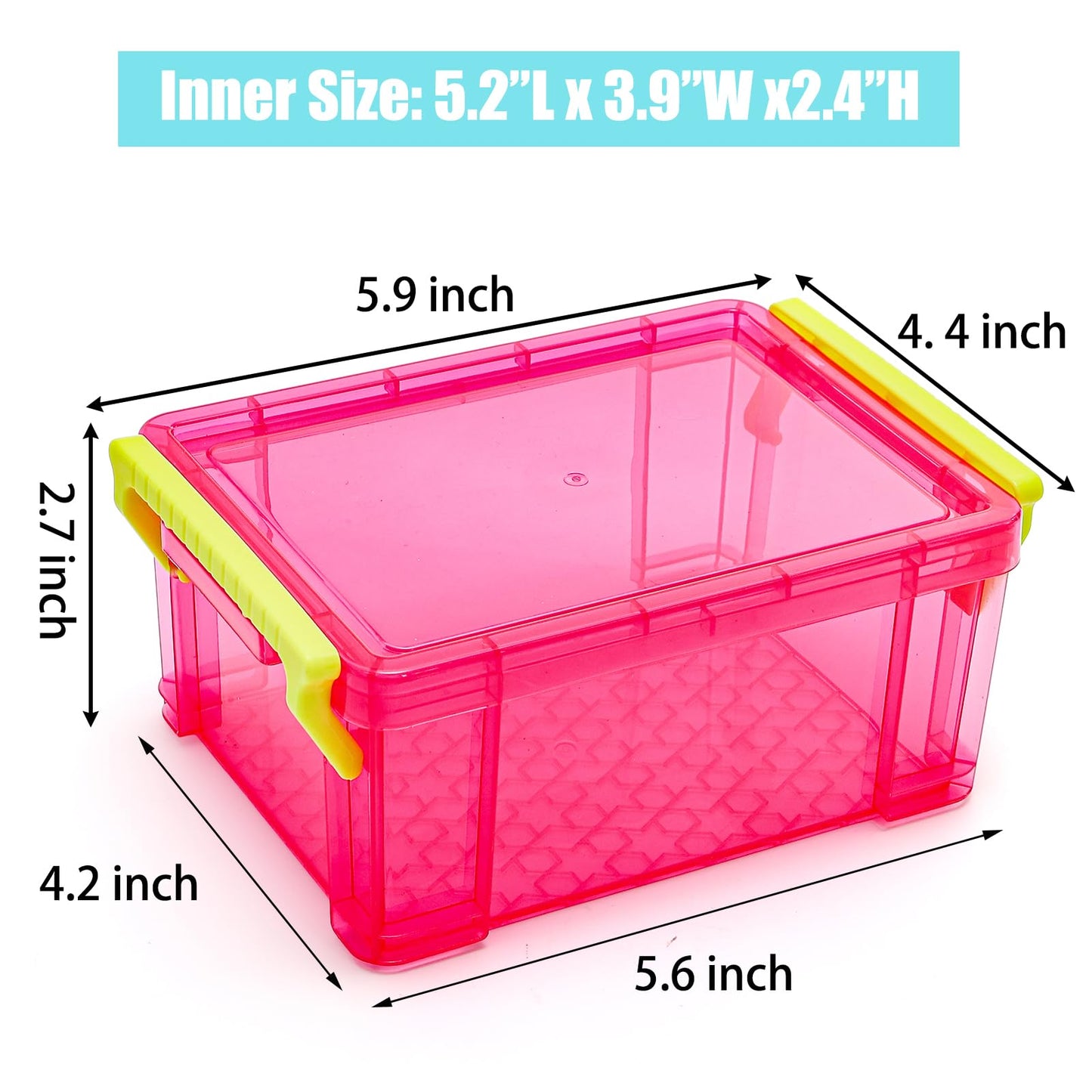 Nicunom 12 Pack Stackable Small Storage Containers with Latching Lids, Clear Plastic Craft Organizer Boxes Bulk for Crayons, Pencils, Art, Craft, Hobby, School Supply, 3 Colors, 5.2x3.9x2.4 Inch