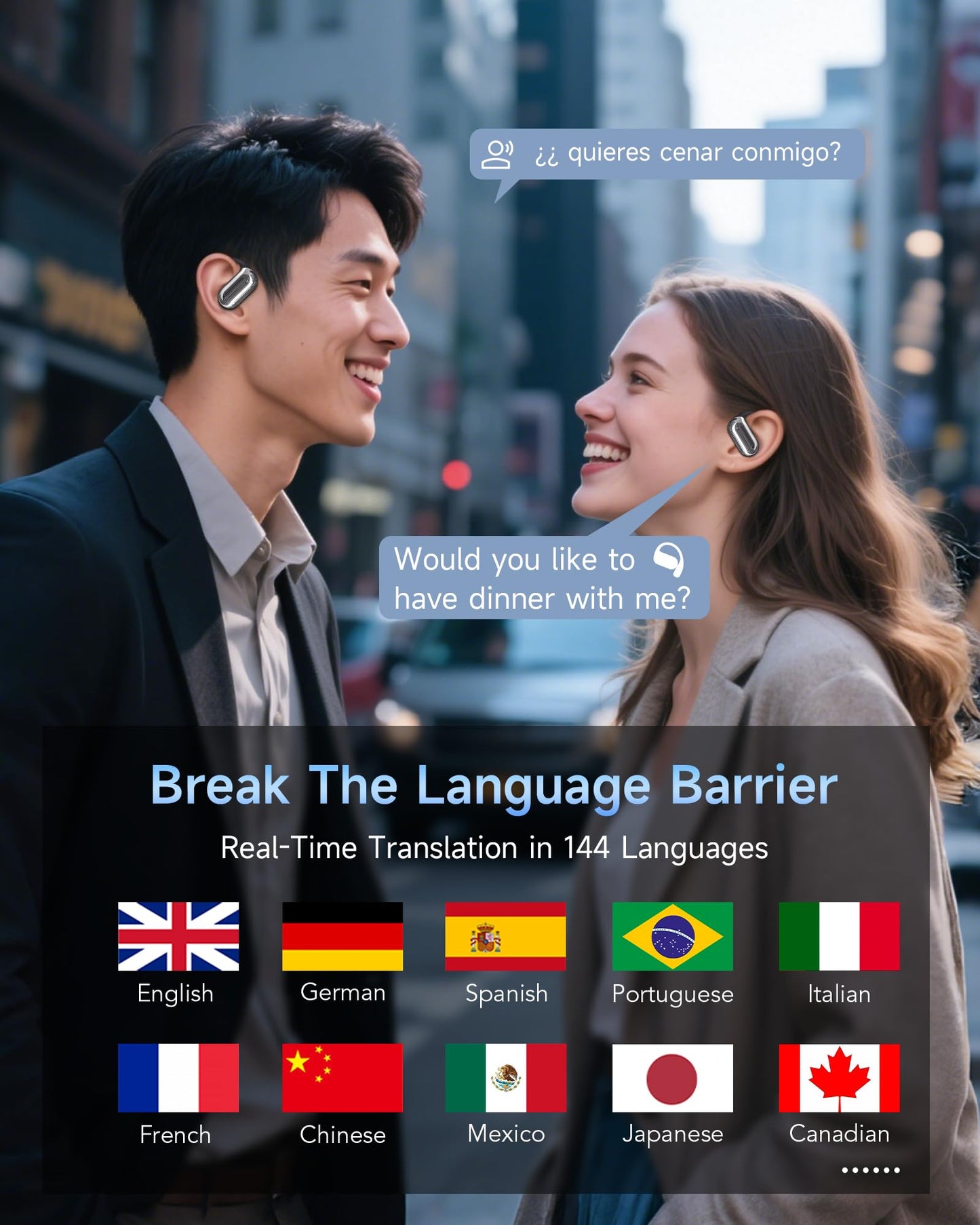 Faxoimu AI Translation Earbuds Real Time, 3-in-1 Translator Earbuds, 80H Playtime Translating Device, 144 Language Translator Earbuds for iPhone and Android, for Travel/Business/Meeting/Learning