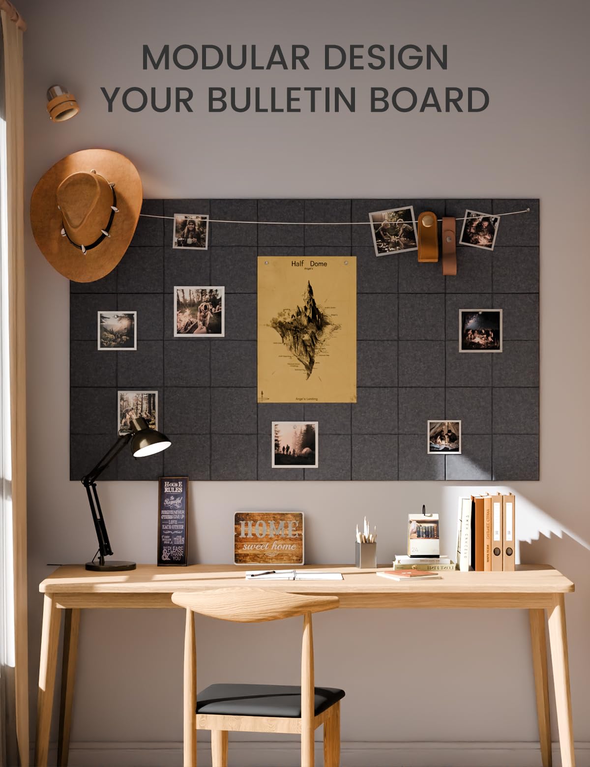 Fluxynara Large Felt Bulletin Board 36" x 24"Cork Board Alternative-6 Pack with 40 Safe Removable Adhesive Tabs, Cork Boards for Walls Cork Board for Home Office Classroom Pin Board-Deep Charcoal Blue