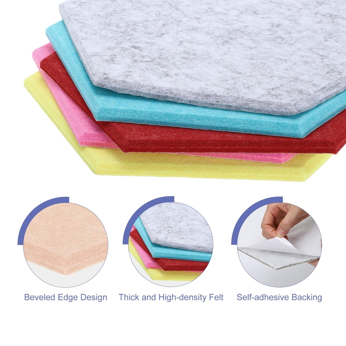 PATIKIL Felt Bulletin Board, 12"x10", 6 Packs Self Adhesive Hexagon Felt Tiles for Sound Proofing Wall Panels for Home Office Recording Studio,Game Room, Cinnamon