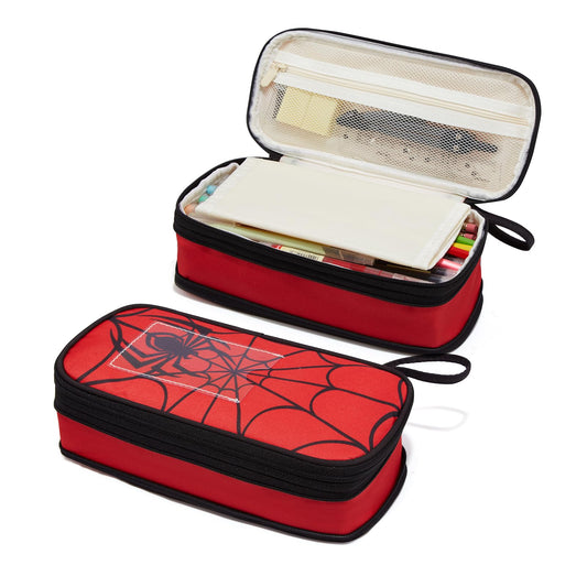 Janhavi Cute Pencil Case for Boys, Large Pencil Pouch with Zipper, Foldable Pencil Bag Box Preppy Gift for Teen Boys, Stationery Pen Bag for Primary Middle School Students(Pattern: Spider)