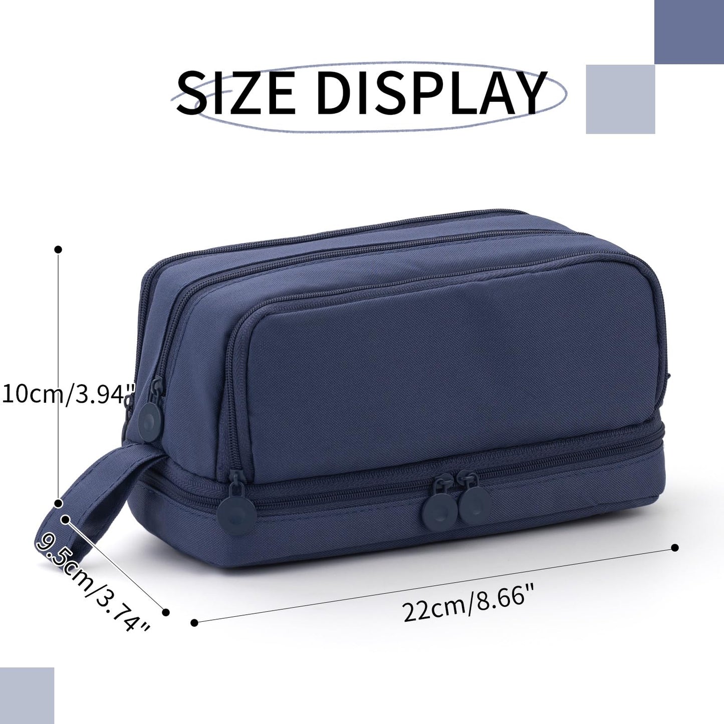 CICIMELON Large Capacity Pen Pencil Case with 4 Compartments, Multi-Slot Pencil Pouch Bag Aesthetic School Supplies Organizer for Teen Girls, Women, Adults (Navy)