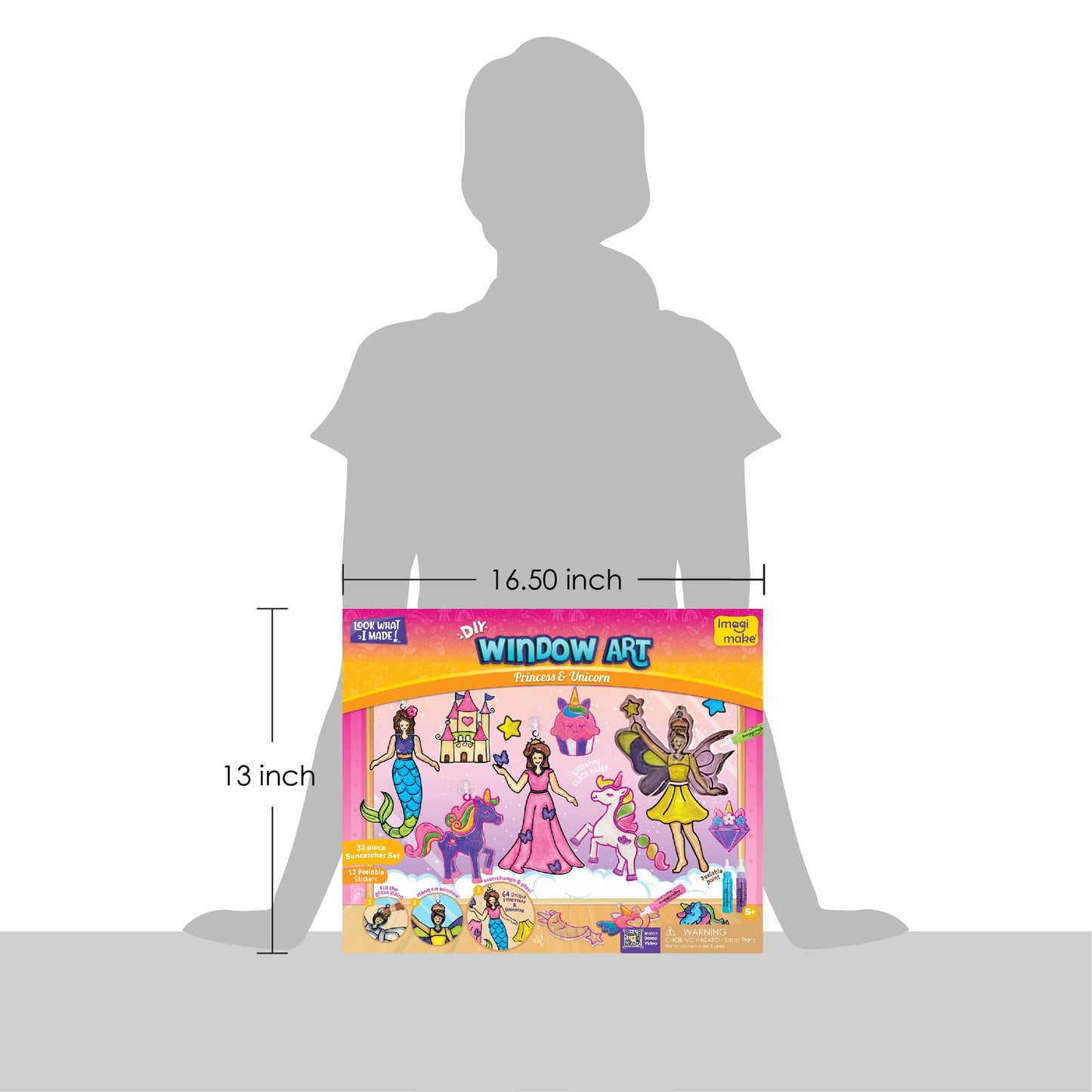Imagimake Window Art Princess & Unicorn | Mermaid Suncatcher Kit | 32 Pieces Glass Painting Set | Kids Activities Ages 5-8 | DIY Craft Kit | Birthday Gift for Girls Ages 5,6,7,8,9,10,12 Years Old