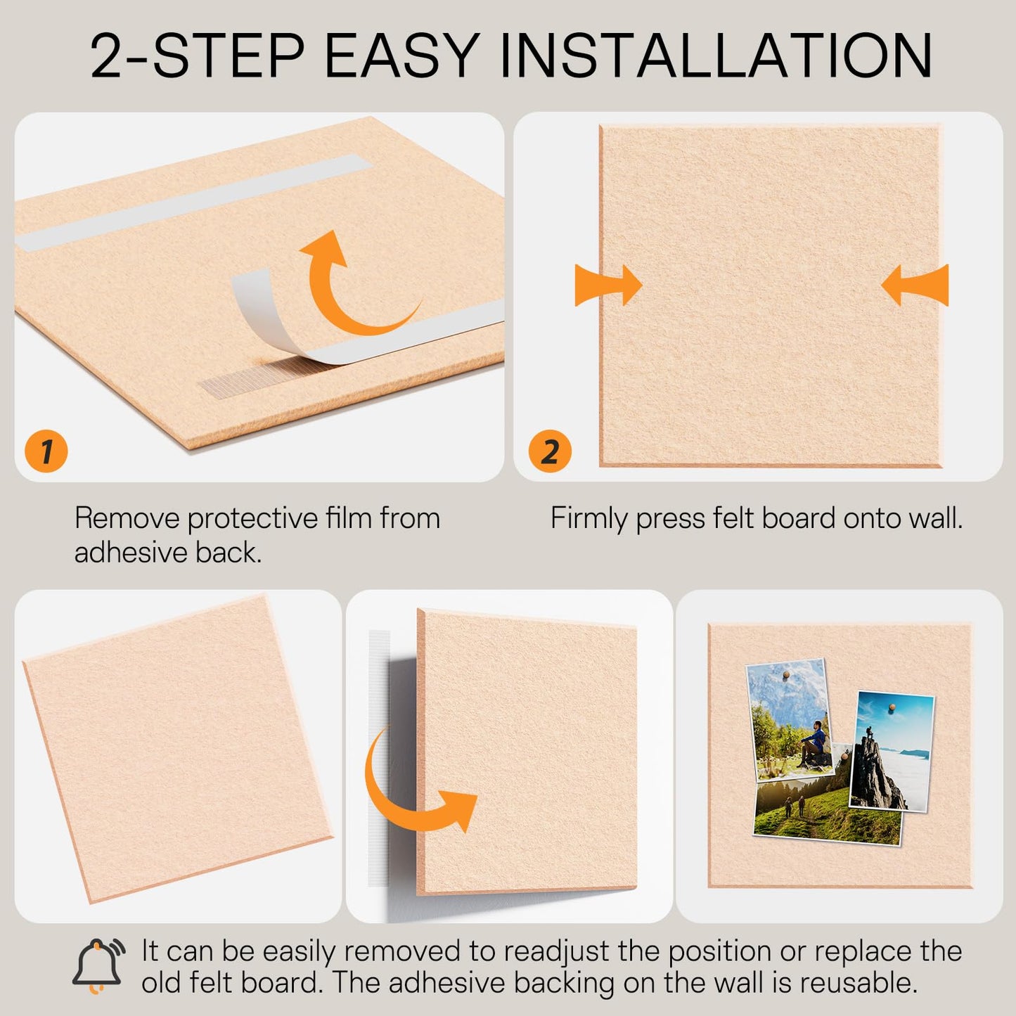 MaxGear Large Cork Board for Wall 36" x 24", Peach Beige Bulletin Board, 6 Pack Felt Wall Tiles with Pushpins, Cork Boards for Office Push Pin Board Tack Board Felt Board