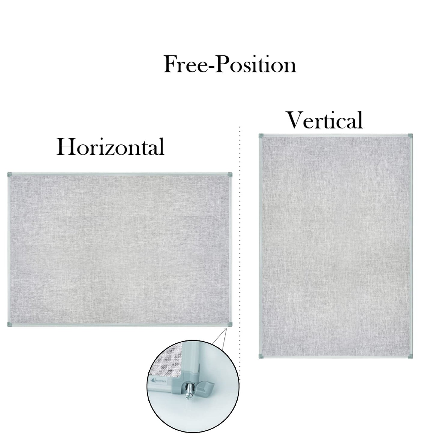 Lockways 36" x 24" Premium Cork Bulletin Board, Light Grey Framed Linen Fabric Pinboard with Silver Aluminum Frame for Home, Office & Kitchen Organization