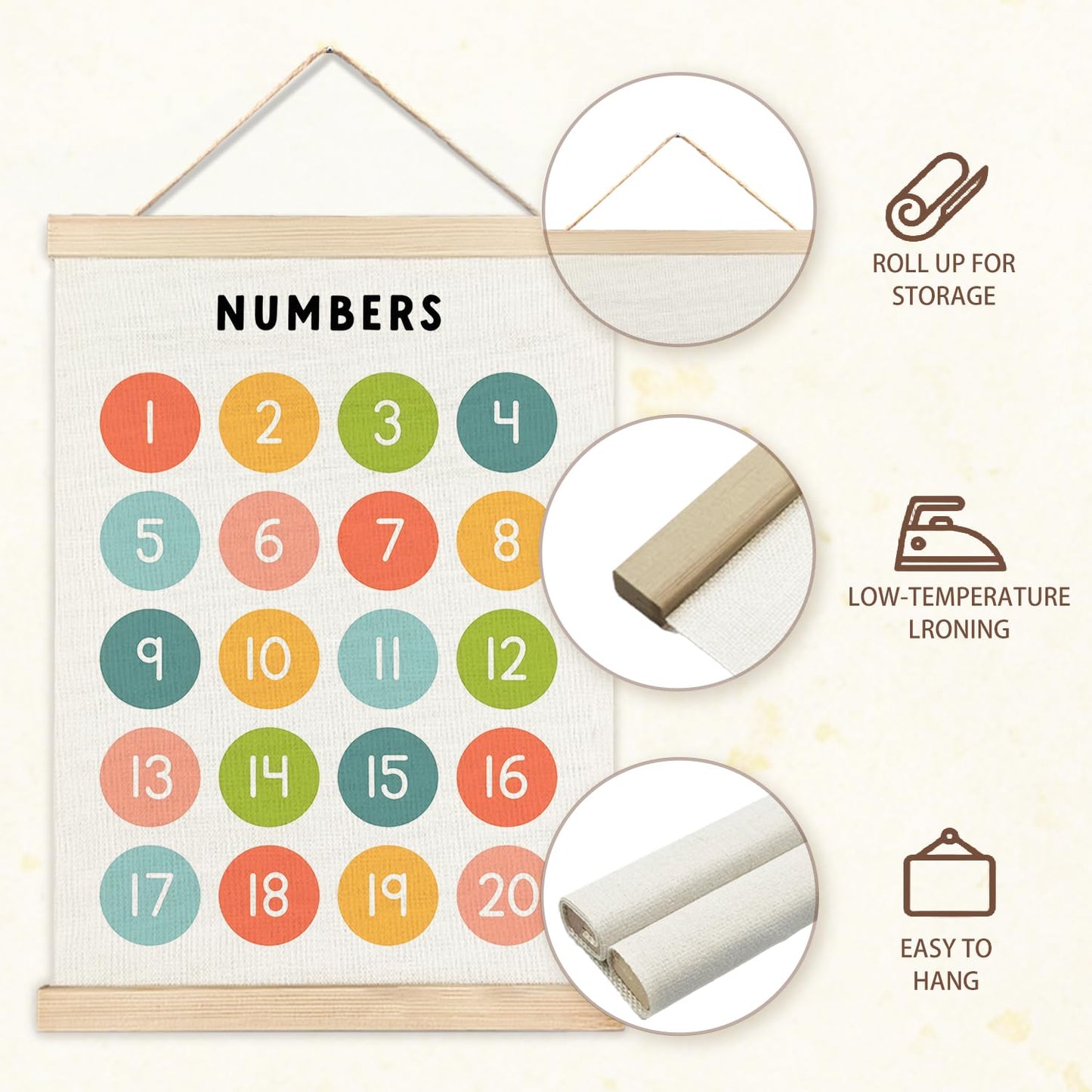 IAFQWDS Numbers and Alphabet Classroom Wall Art Hanging Poster Framed, ABC Letters Numbers 1-20 Educational Wall Decor Prints for Toddler Kids Preschool Kindergarten Homeschool, 12x16 Inch Set of 2