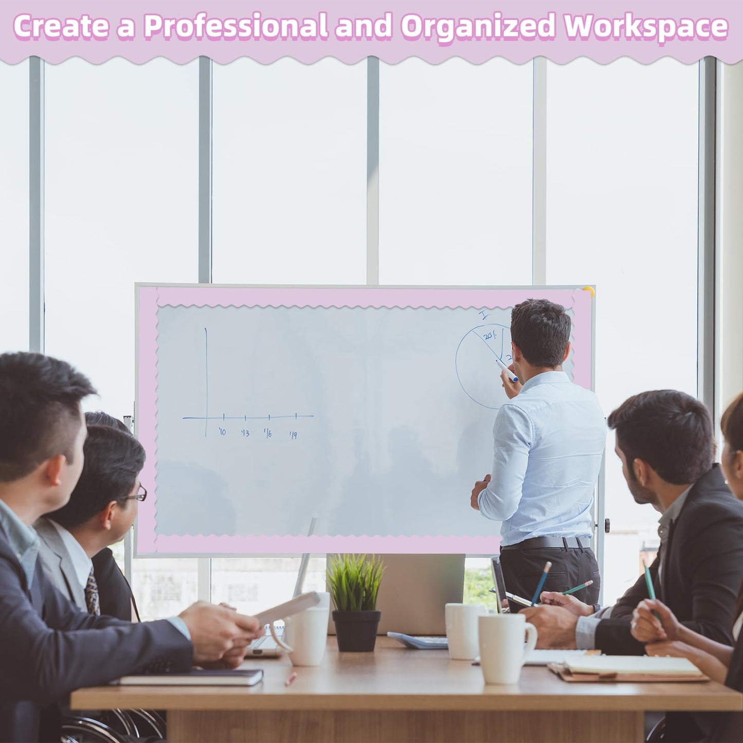 30 Pcs Magnetic Borders for Classroom Whiteboard - Light Purple Magnetic Bulletin Board Border Set - Scalloped Chalkboard Border Strips for Teachers, Parents, DIY Home,School & Office Decoration