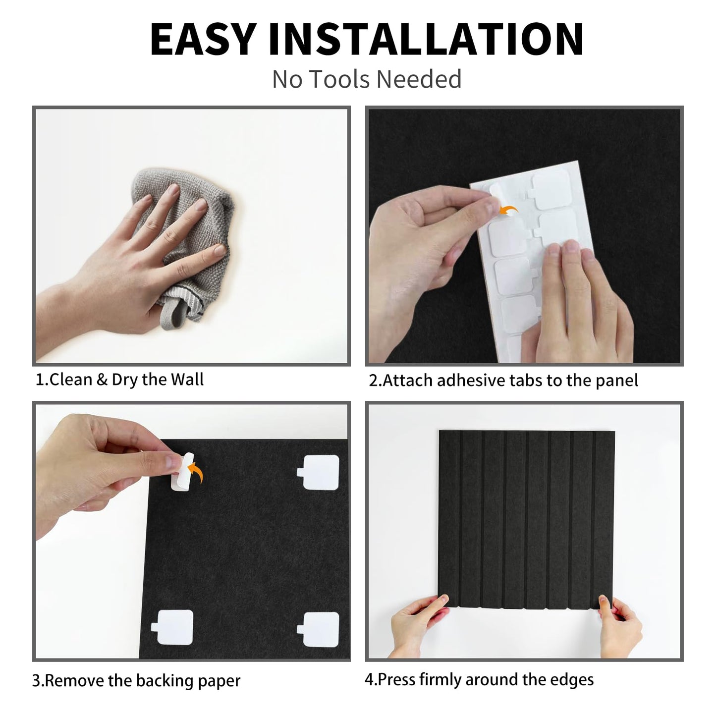 Large Felt Bulletin Board for Wall, 8 Pack 11.8'' x 11.8'' Felt Board Tiles, 48'' x 24'' Cork Board Alternative with Adhesive Tabs, Decorative Pin Board for Home Office, Dorm,Classroom