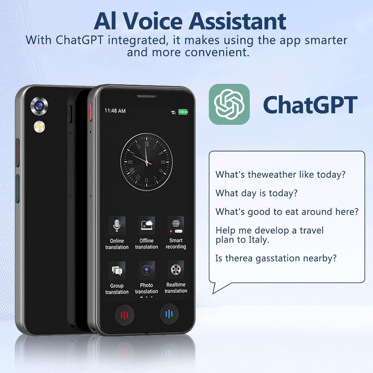 AI Language Translator Device, 5" Screen Support 139 Languages Online & 17 Offline Translation, Instant Voice Text Photo Translation, No WiFi Needed Portable AI Translator for Travel Business Learning