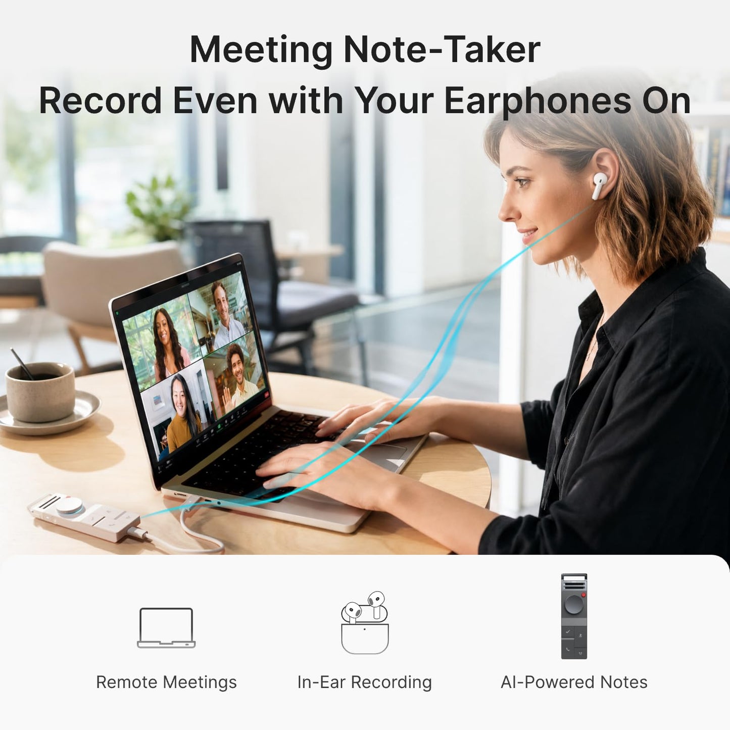 HiDock P1 AI Voice Recorder: Smart Voice Recorder Work with Bluetooth Earbuds Portable Digital Recording Device BlueCatch Tech Meeting Transcription Summary Playback HiNotes Control 64GB(Space Gray)