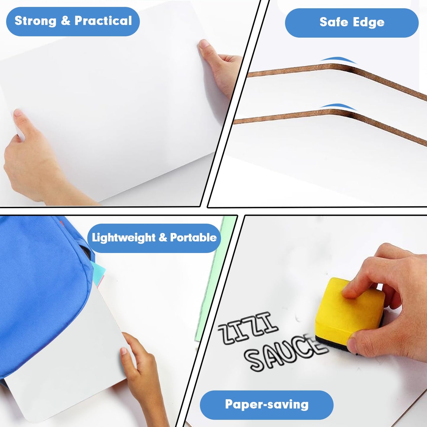 Dry Erase Lapboards, HERKKA 12 Pack Double Sided Small Dry Erase Whiteboards 9 x 12.5 Inch with 12 Erasers, Small Dry Erase Boards for Classroom Teacher Supplies, Personal White Boards for Students