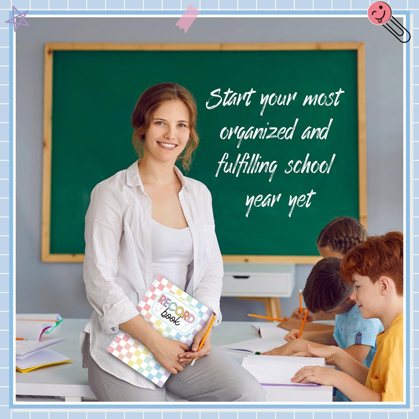 Fuyoooo Teacher Record Book 2026-2027 Teacher Grade Books Spiral Bound Record Planner 2026 Class Grade Book Office Favors for Classroom Attendance Planner Decoration Double Sided(Pastel, Checkered)