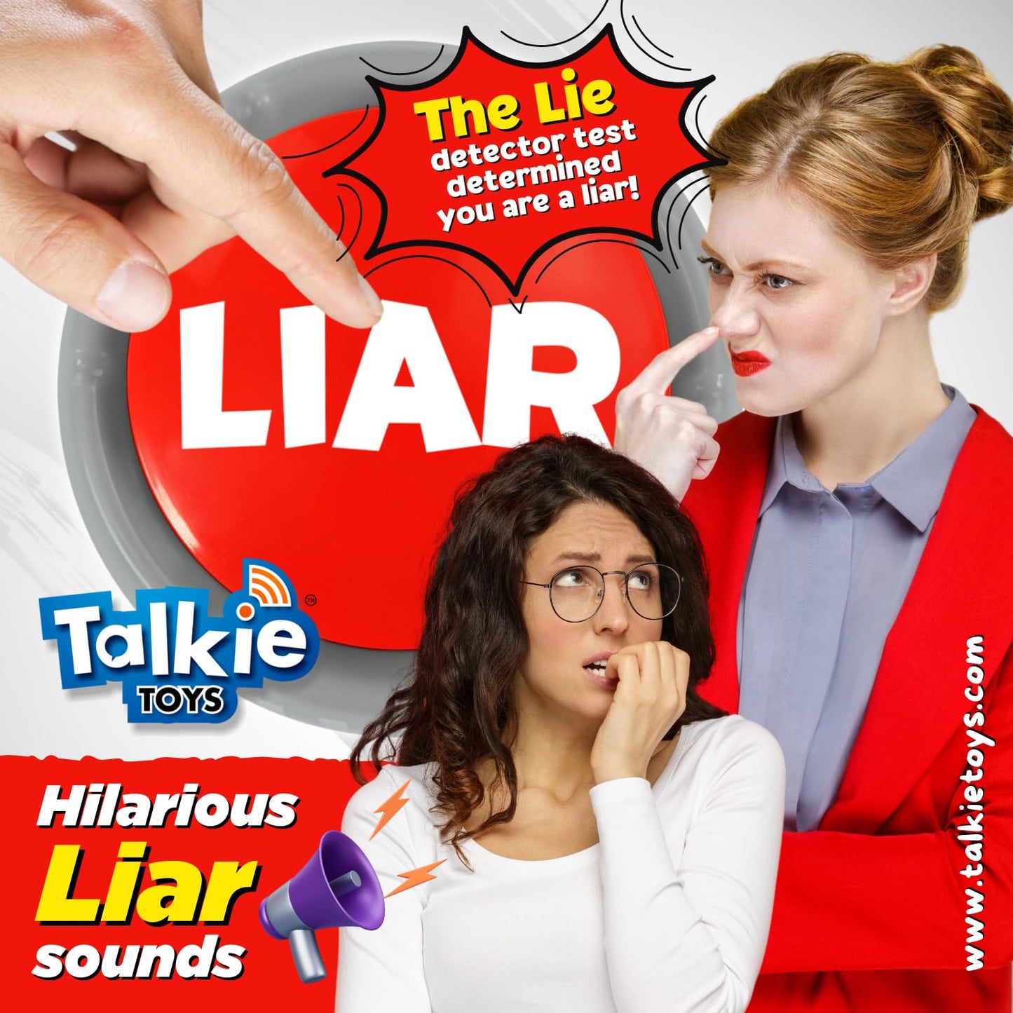 Talkie Toys Products Liar Button - 8 Hilarious Liar Sayings - Funny Talking Button for Games, Political Lies, Big Laughs, Office Humor - Great Gag Gift & Stocking Stuffer