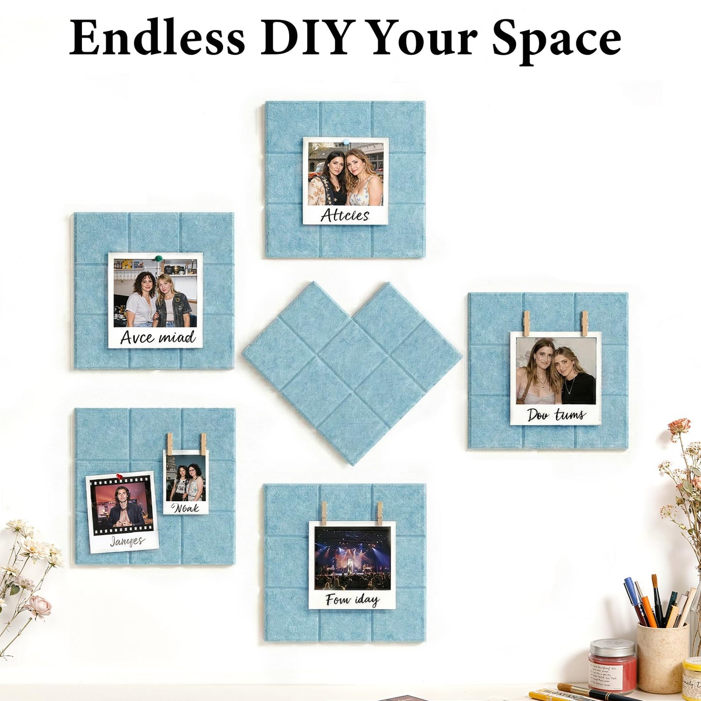 Large Felt Bulletin Board for Walls: 12-Pack Black Cork Board Alternative 11.8x11.8 Inch Peel and Stick Pin Board Wall Decor for Home Organization, Office Memo Board, Self-Adhesive Wall Tiles