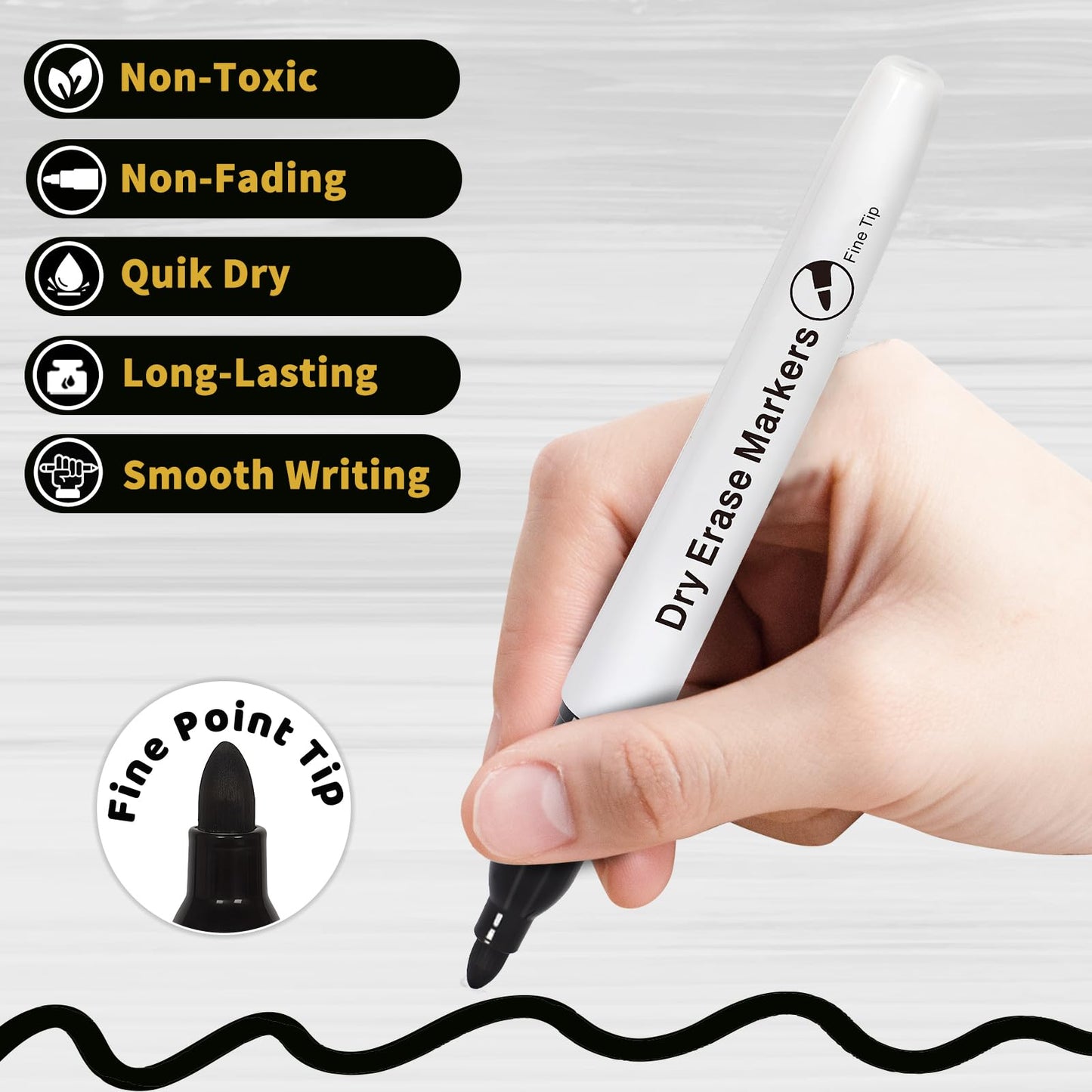 Jumlys 168 Pack Fine Tip Dry Erase Markers, Bulk Whiteboard Erasable Black Markers, Ideal for School Classroom Office Supplies, Non-Toxic & Easy Clean for White board