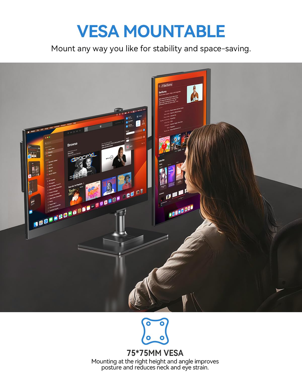 UPERFECT 17.5" Portable Monitor 1920×1200 FHD 16:10 IPS 125% sRGB 400 nits USB-C & HDMI Laptop Extender with 180° Adjustable Stand, Travel Second Screen for MacBook, PC, Phone & Gaming