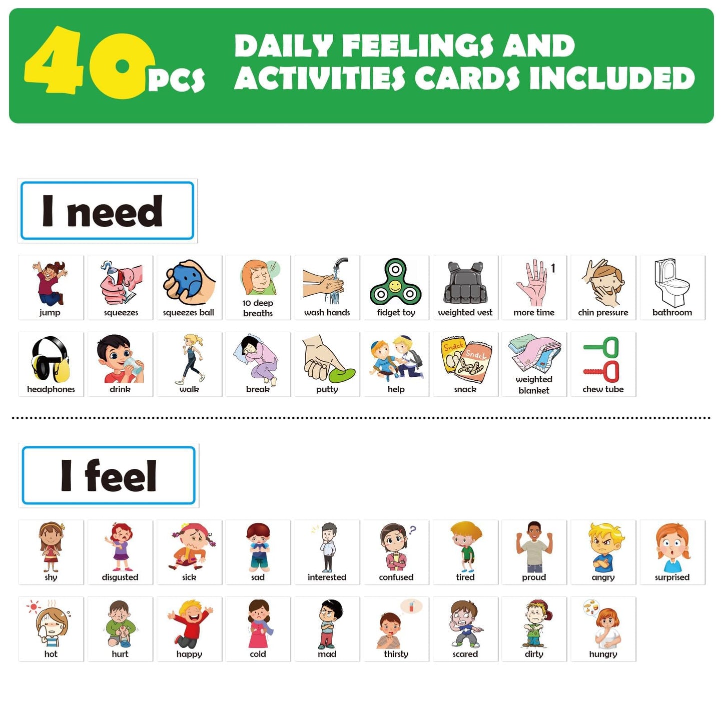 KIKIGOAL Feelings Chart For Preschool Teacher Supplies, Social Emotional Learning Pocket Chart, Autism Visual Behavior Management, Daycare Essentials, Calm Down Corner Classroom Supplies