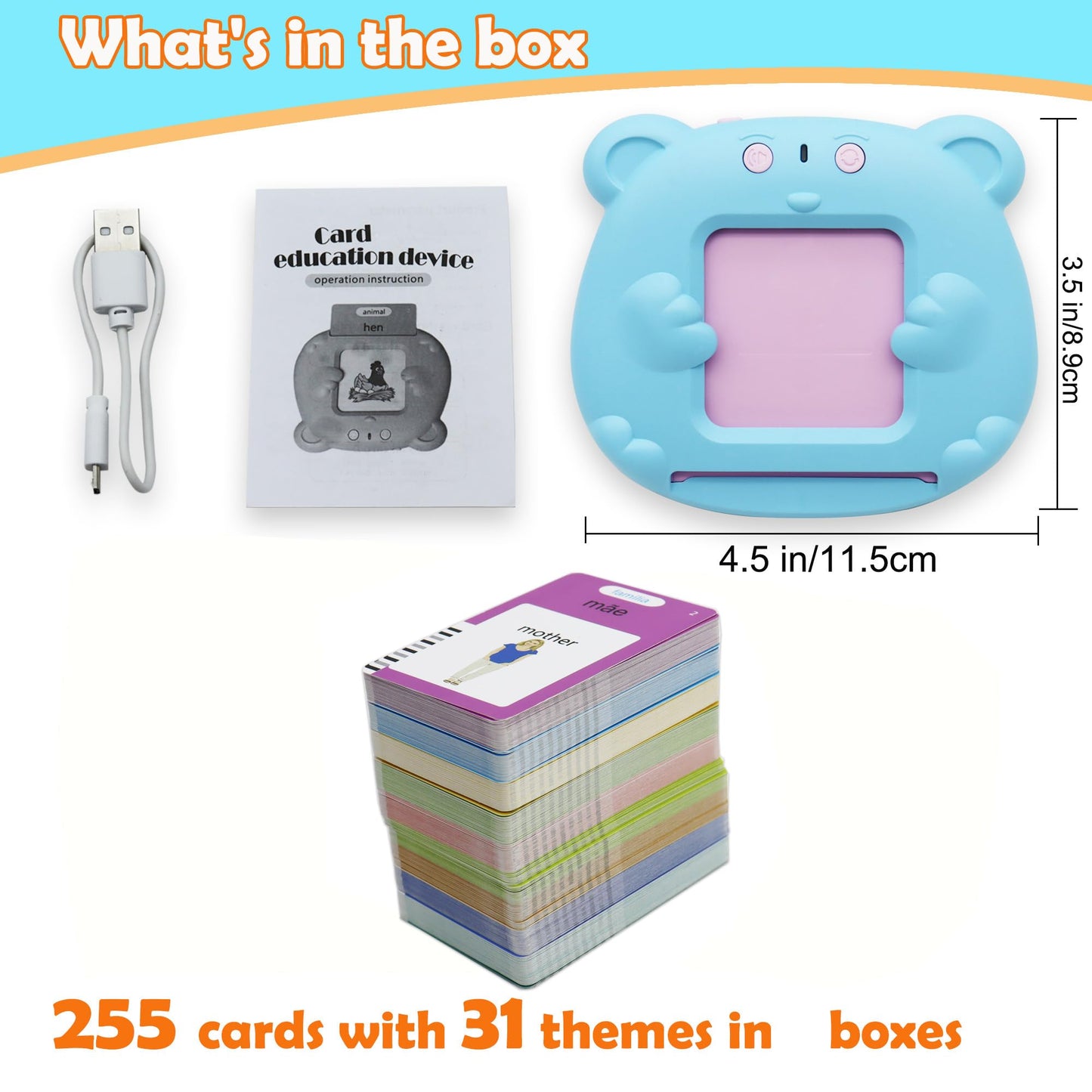 MAYAPHILOS 510 Sight Words Brazilian Portuguese and English Talking Flash Cards, Learn for Kids Language Learning Speech Therapy Toys for Toddlers